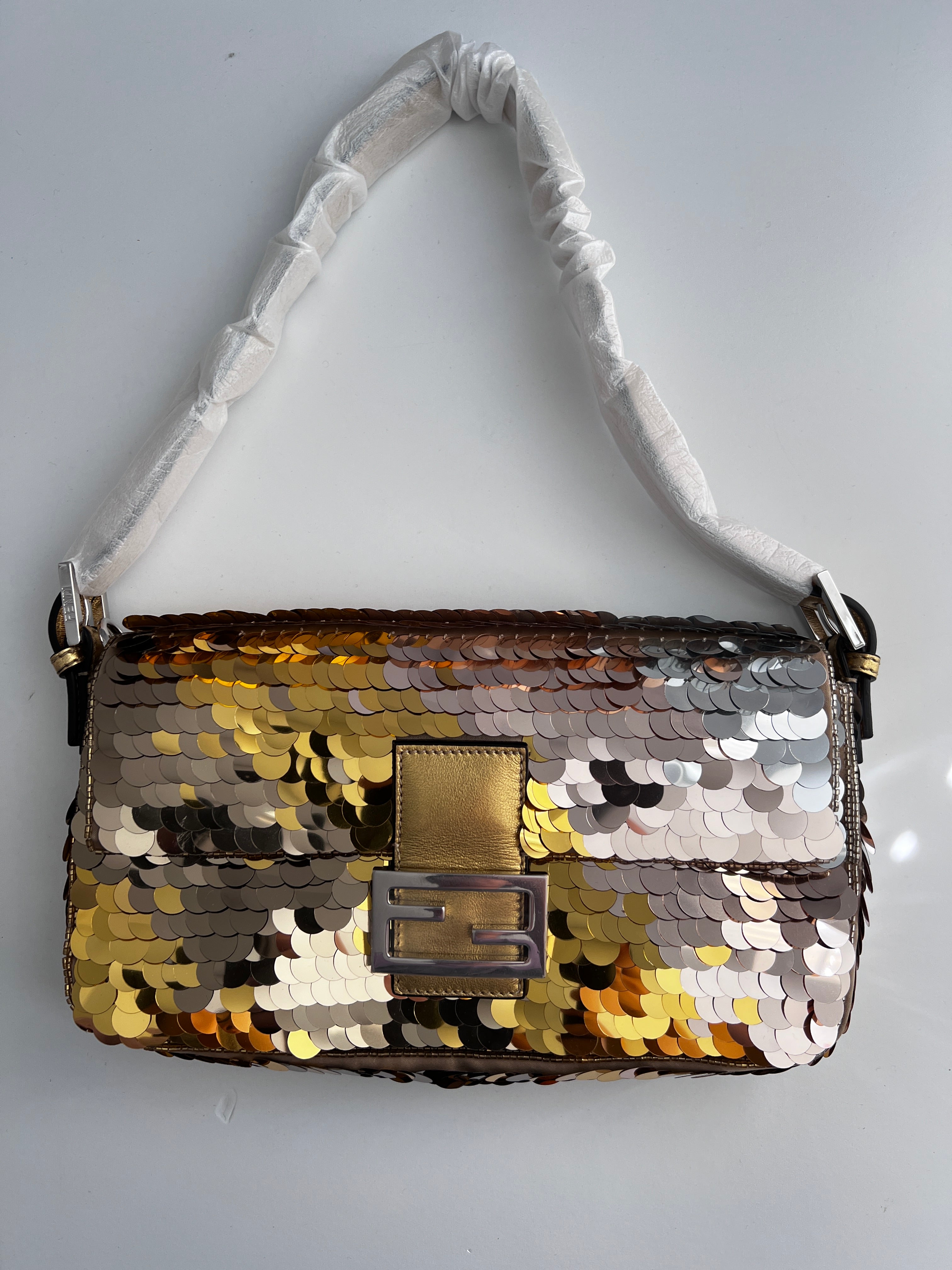 Fendi 1997 Baguette Bag with Sequin Paillettes - Luxury Shoulder Bag for Women, Perfect for Evening Parties & Special Occasions