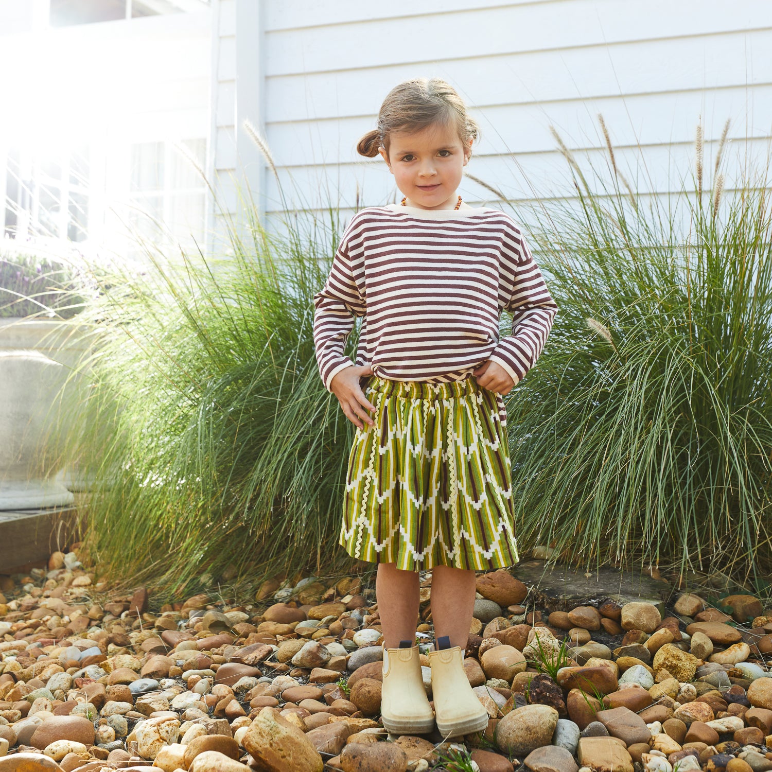 Nisha Girls' Floral Print Skirt - Soft Cotton A-Line Skirt for Toddlers & Kids - Perfect for School, Parties & Playtime