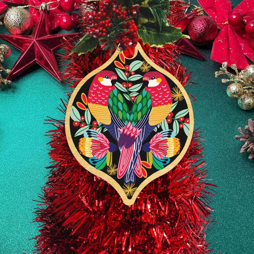 Australiana Christmas Ornament Bauble Set - 12-Piece Handmade Australian-Themed Holiday Decorations for Christmas Tree, Home & Office Decor