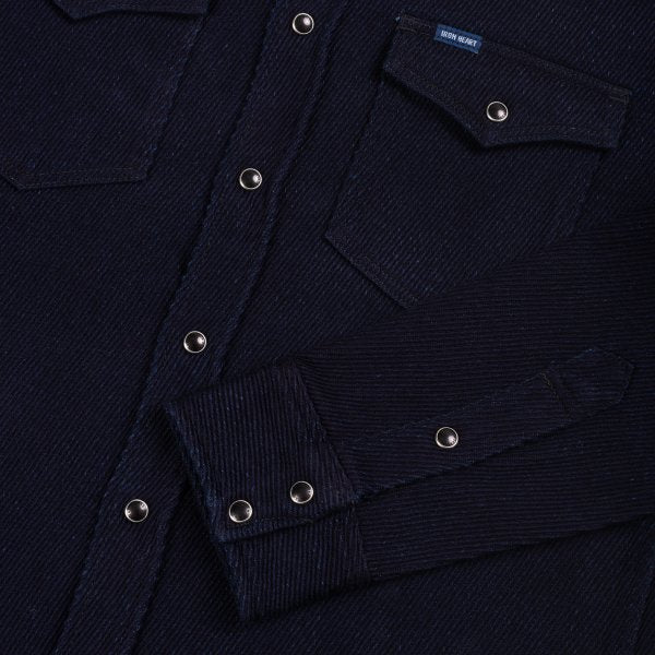 Iron Heart IHSH-208 Kersey Western Shirt in Indigo - Durable Denim Workwear for Cowboy Style & Outdoor Adventures