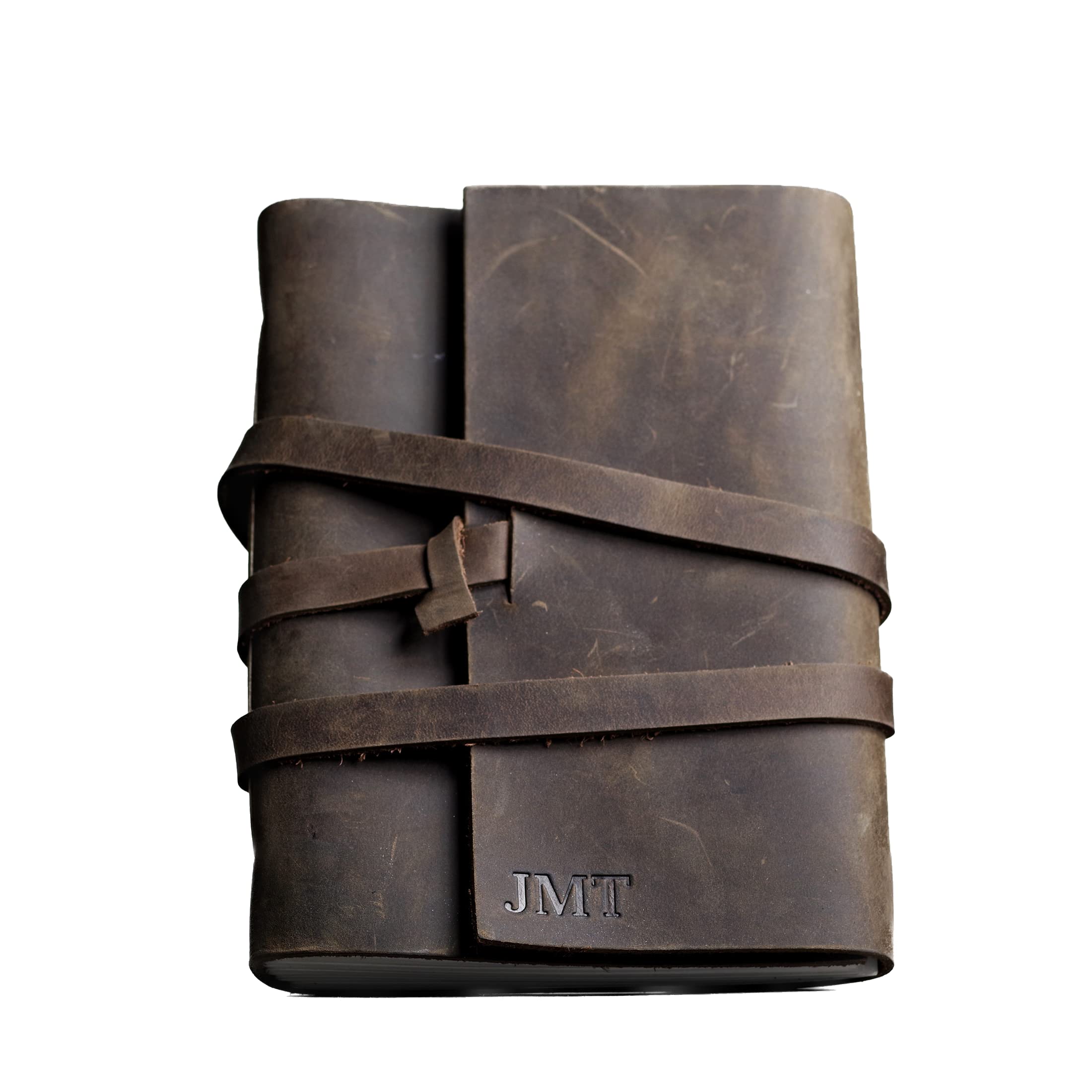 Ox & Pine Personalized Wrapped Leather Journal - 6x8 Full Grain Leather Notebook with Lined Paper - Rustic Brown Sketchbook for Writing, Journaling & Gift Giving
