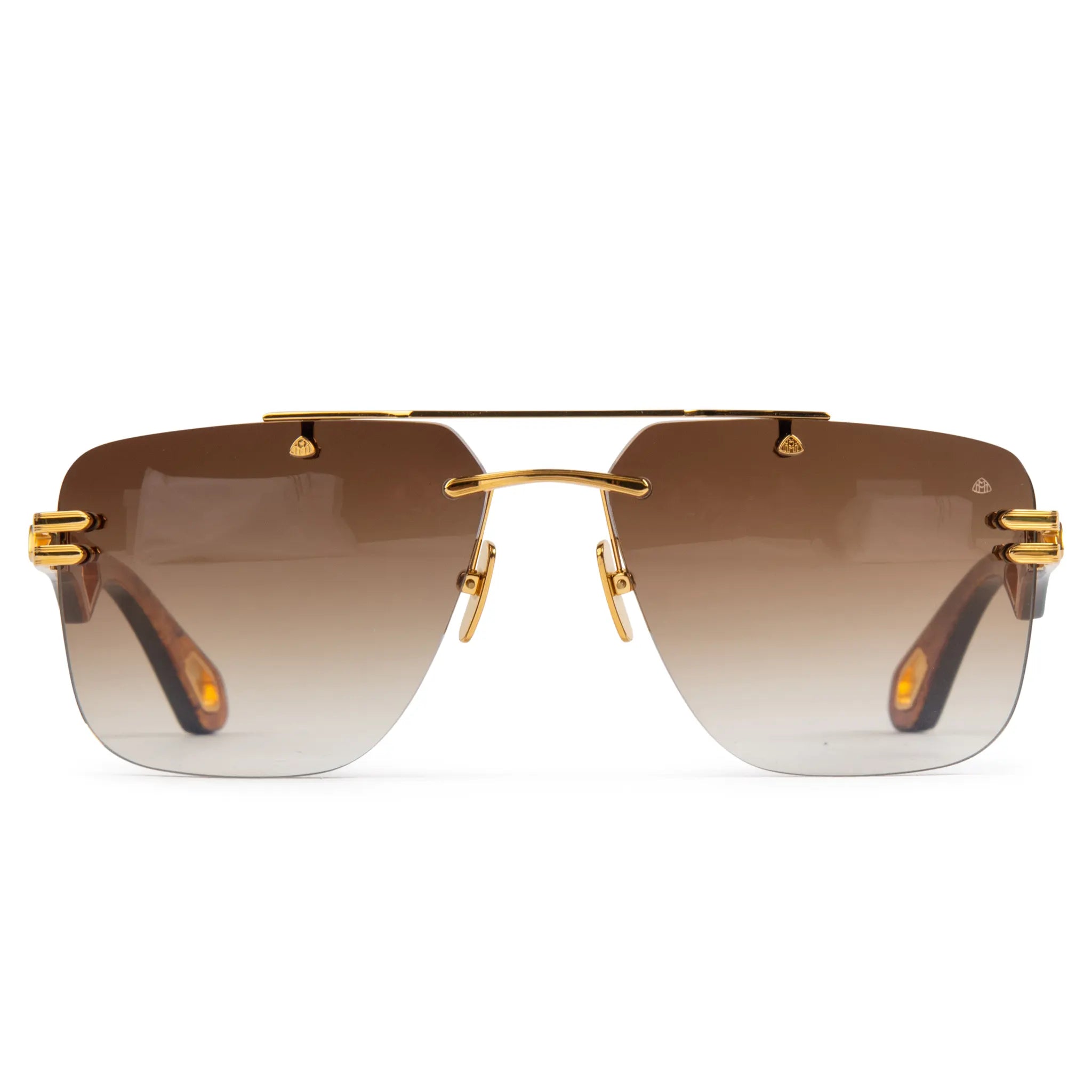 Maybach Eyewear The President I G WCZ M09 Gold Light Bronze Gradient Polarized Sunglasses for Men - Luxury UV Protection Shades for Driving, Travel & Outdoor Activities