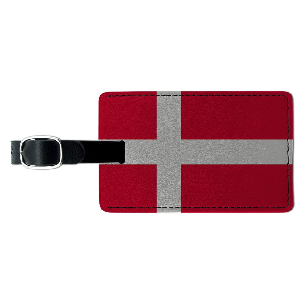 Denmark Flag Leather Luggage Tag - Personalized Suitcase ID Tag for Travel Bags & Carry-Ons - Durable Black Leather Name Tag for Easy Identification at Airports & Hotels