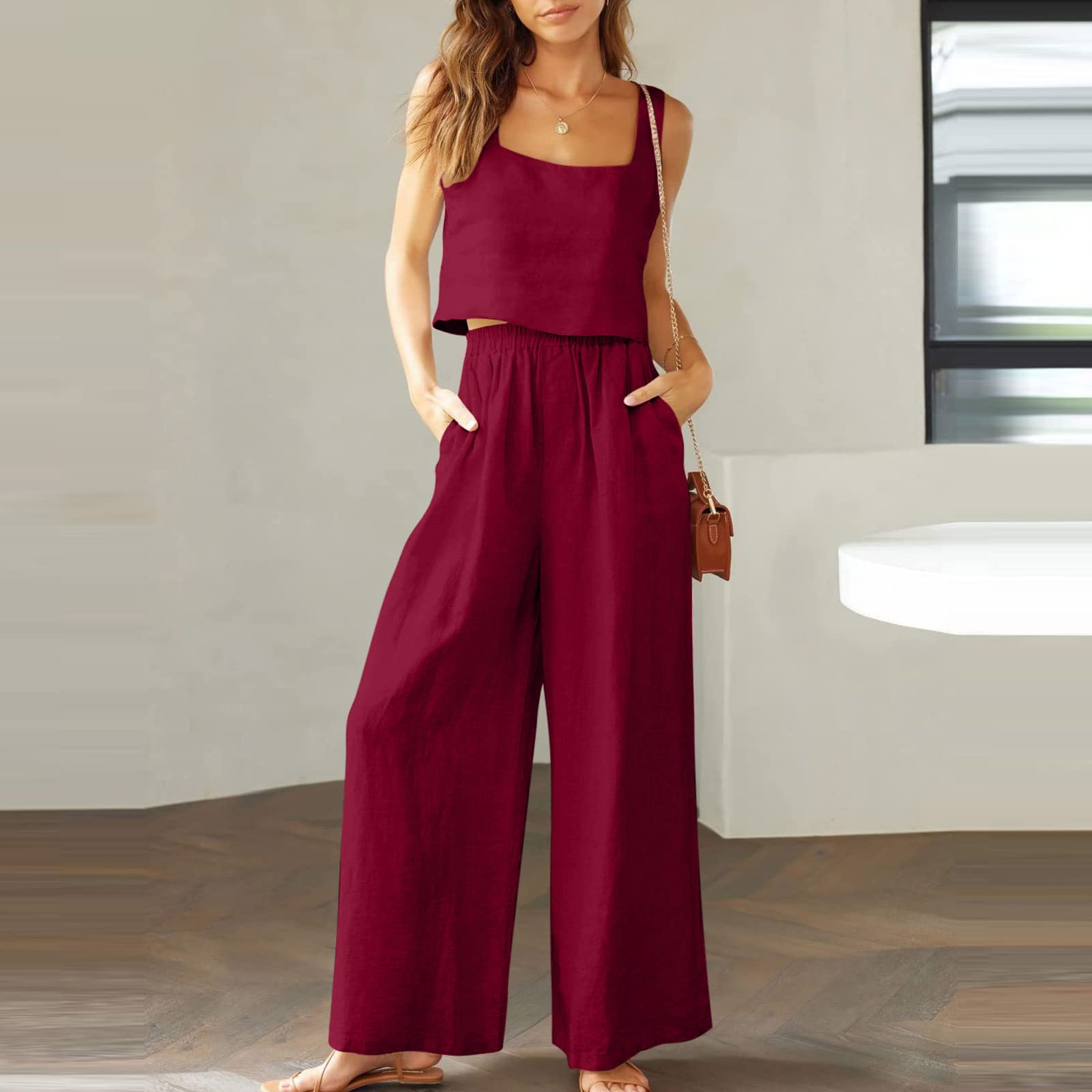 Oelaio Women's 2-Piece Lounge Set - Soft Cotton Casual Pajama Pants & Top Matching Outfit for Fall | Plus Size Comfort Wear for Home, Sleep & Relaxation
