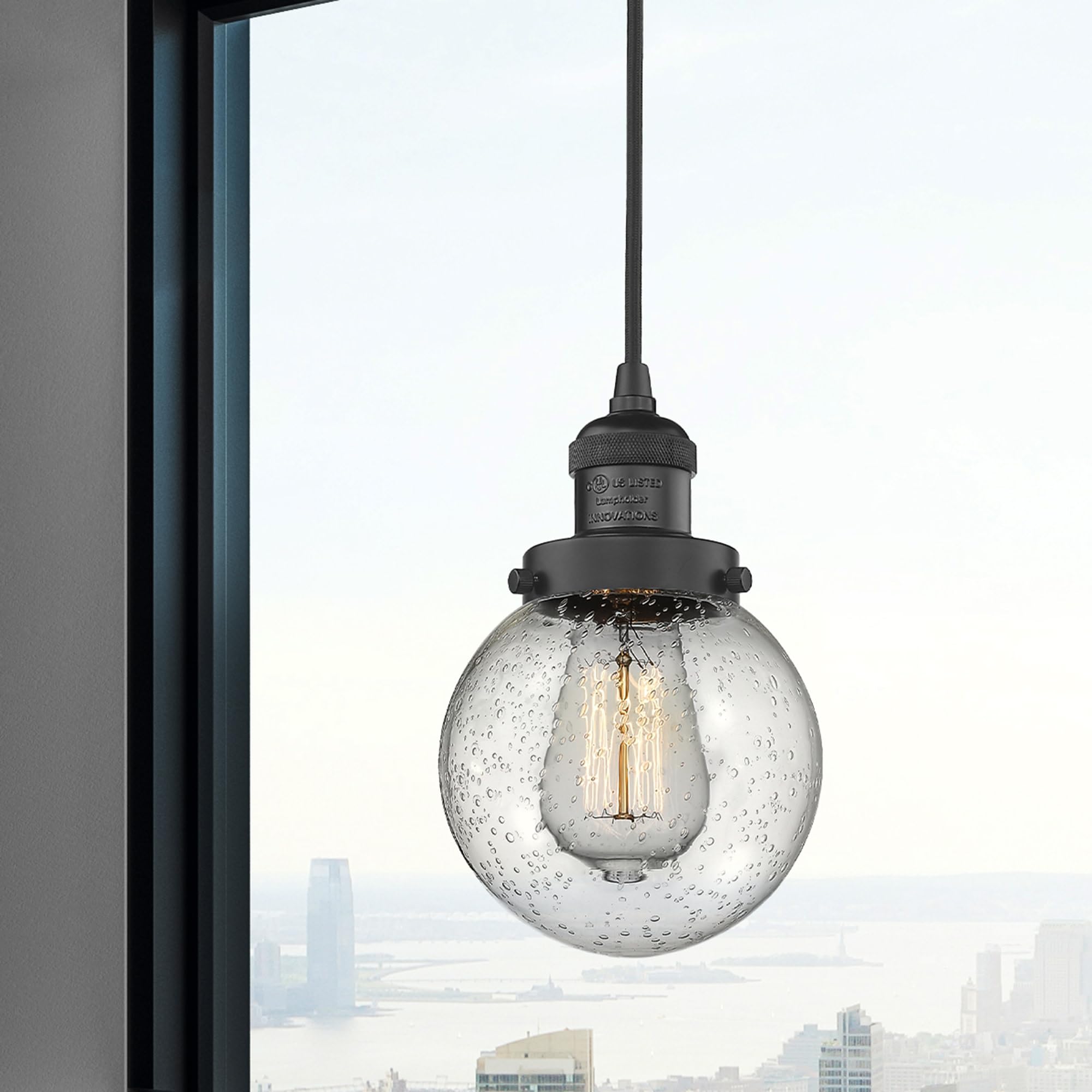 Innovations 201C-OB-G202-6 1 Light Mini Pendant Light Fixture in Oil Rubbed Bronze Finish - Perfect for Kitchen Island, Dining Room, or Entryway Lighting