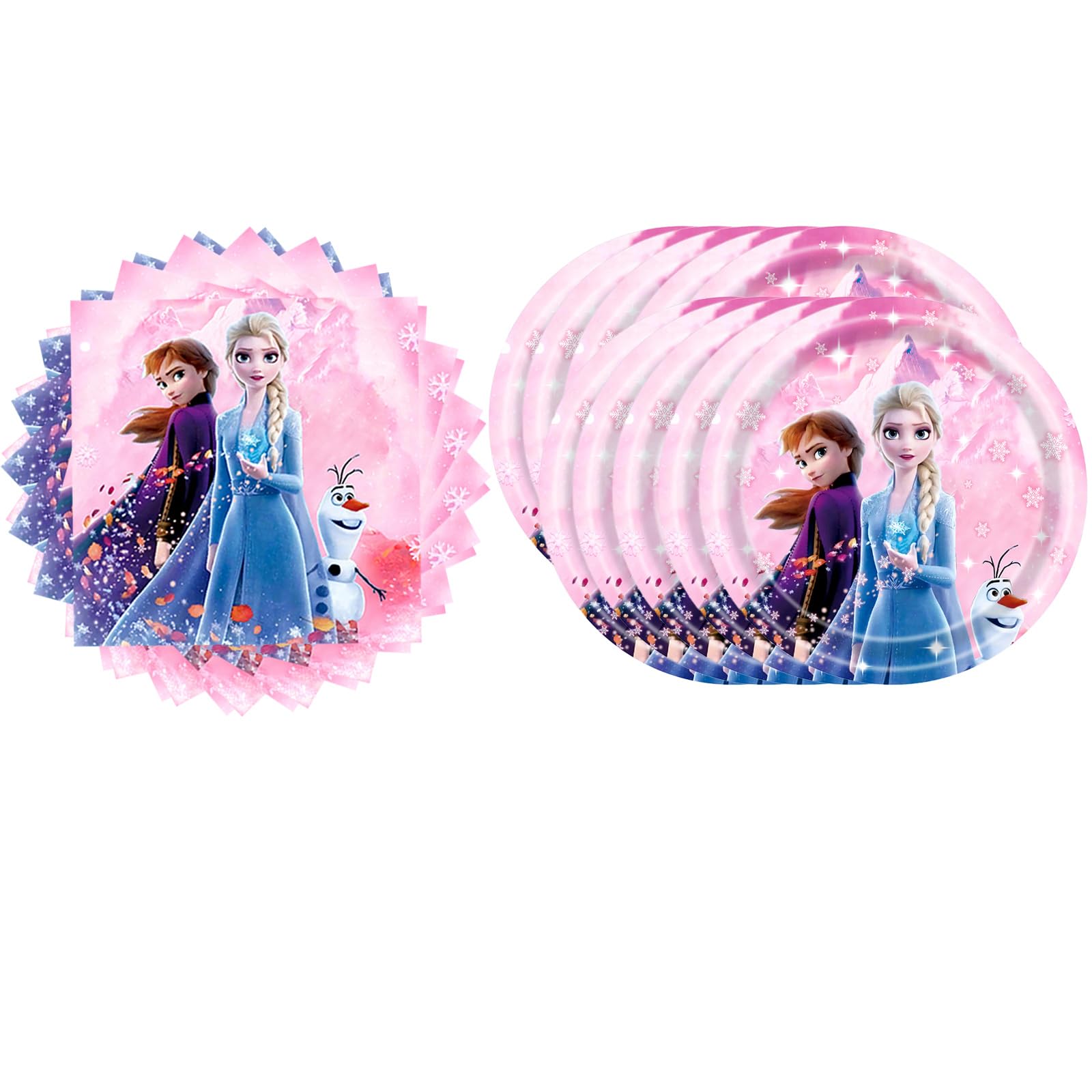Frozen Birthday Party Supplies Set - 20 Pink Plates & 20 Napkins for Girls' Frozen Themed Party Decorations | Perfect for Disney Princess Birthday, Baby Shower & Winter Wonderland Celebration