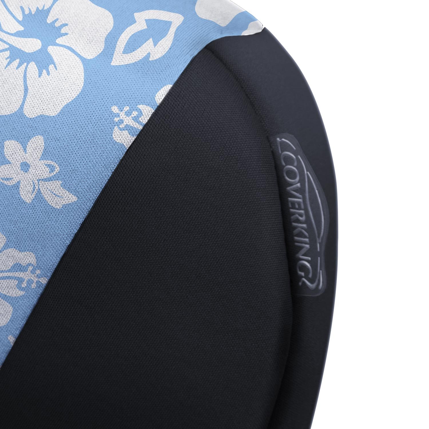 Coverking Custom Fit Neoprene Seat Cover for Smart Fortwo - 50/50 High Back Bucket Design in Hawaiian Sky/Black | Waterproof & Durable Car Accessory | Perfect for Road Trips & Daily Commutes