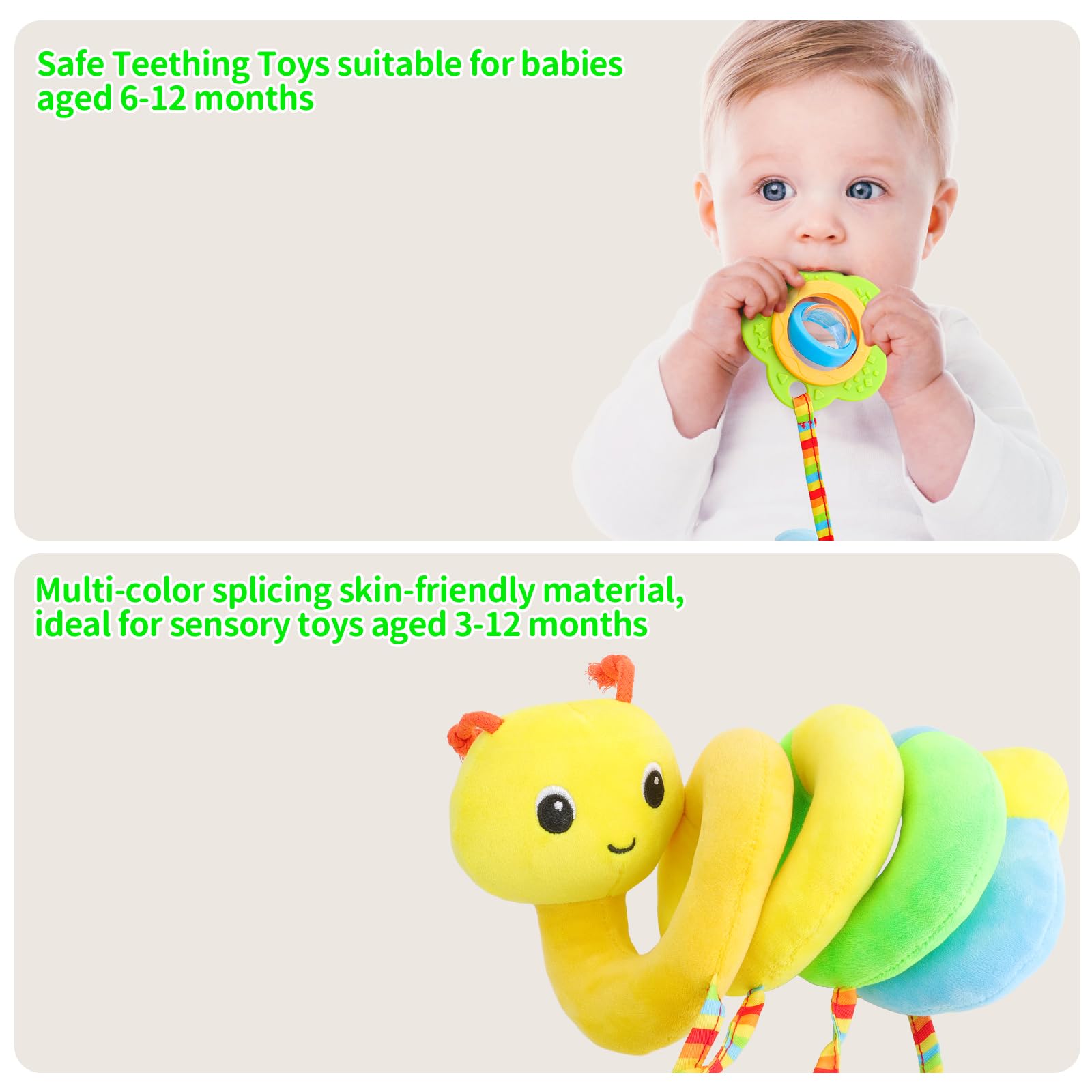 FPVERA Baby Car Seat & Stroller Toy for 0-6 Months - Soft Plush Spiral Activity Toy with Rattles | Developmental Toy for Infants | Perfect Gift for Newborns & Toddlers | Great for Road Trips & Stroller Walks