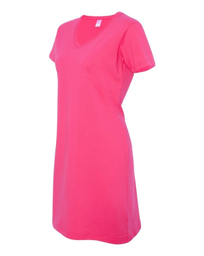 Ladies Fine Jersey V-Neck Coverup T-Shirt - Soft Beach Dress & Lounge Wear in Hot Pink | Perfect for Poolside, Vacation & Casual Outfits