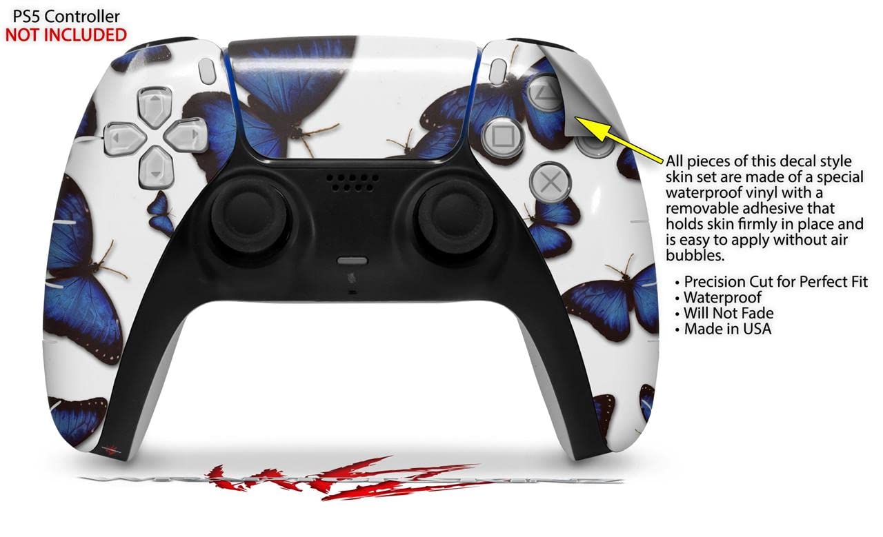 PS5 DualSense Controller Skin Wrap - Butterflies Blue for Gaming Protection
