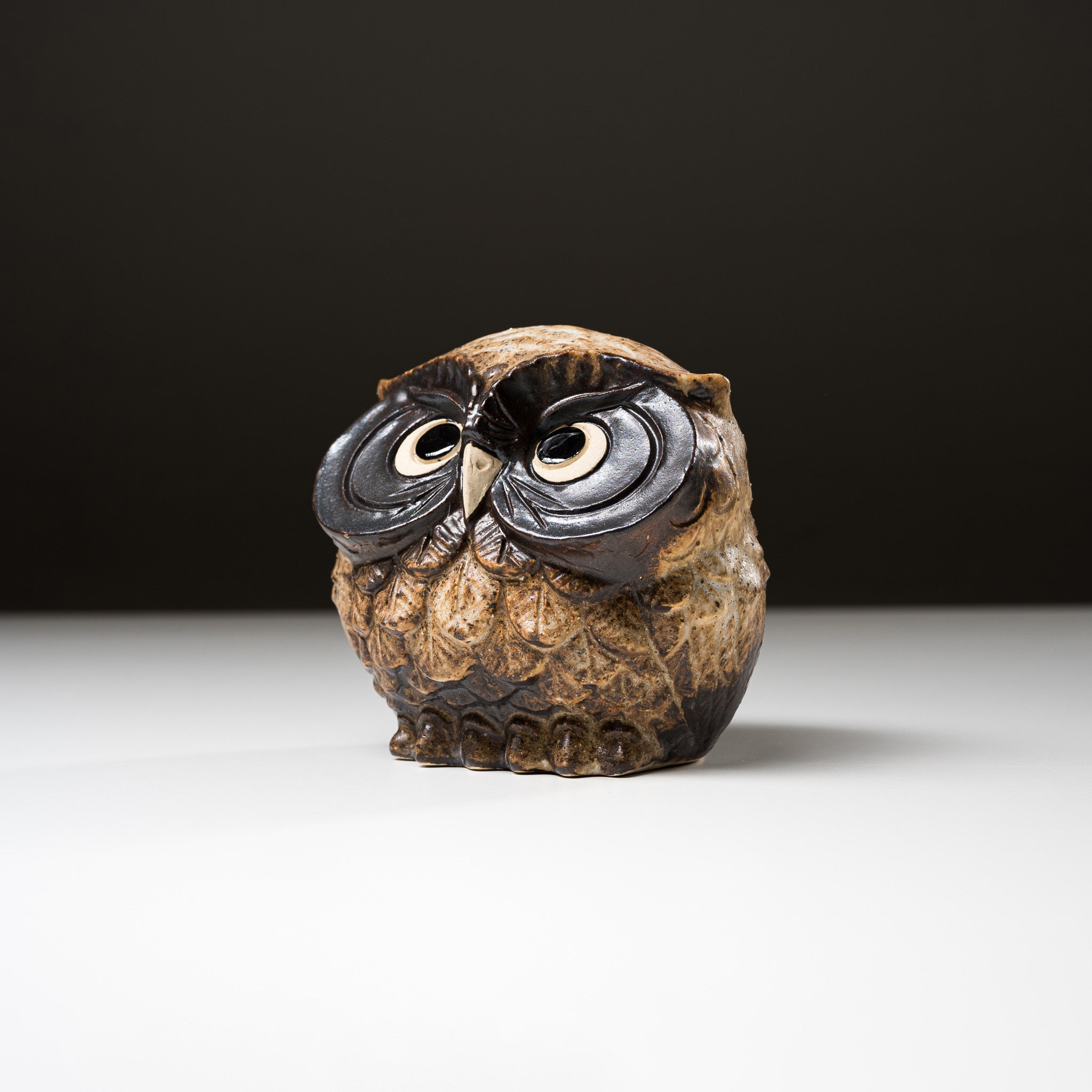 Authentic Shigaraki Ware Lucky Owl Ornament - 10cm Handcrafted Brown Ceramic Figurine for Home Decor, Office Feng Shui & Japanese Culture Enthusiasts