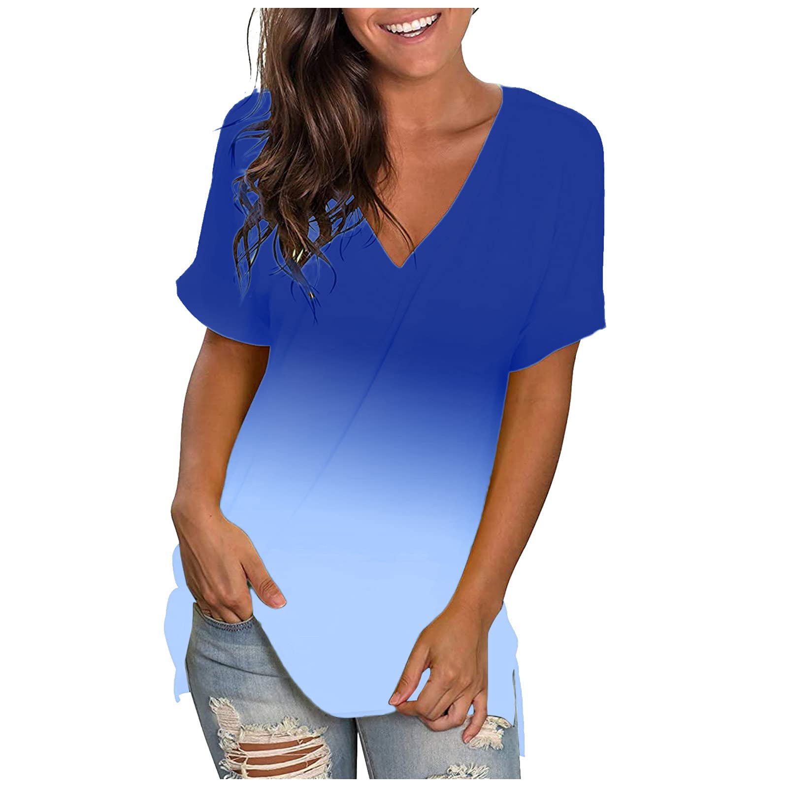 Women's Workout Tops - Casual Loose Fitting V-Neck Short Sleeve T-Shirts for Yoga, Gym & Everyday Wear | Breathable Basic Tees for Women