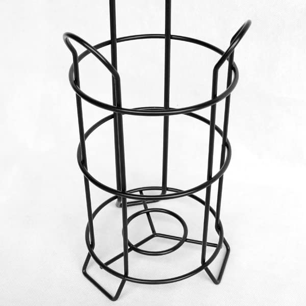 Sturdy Black Toilet Paper Holder Stand with Raised Base & Top Shelf - Bathroom Tissue Roll Dispenser & Storage Organizer for Home, Apartment, RV, and Office Use
