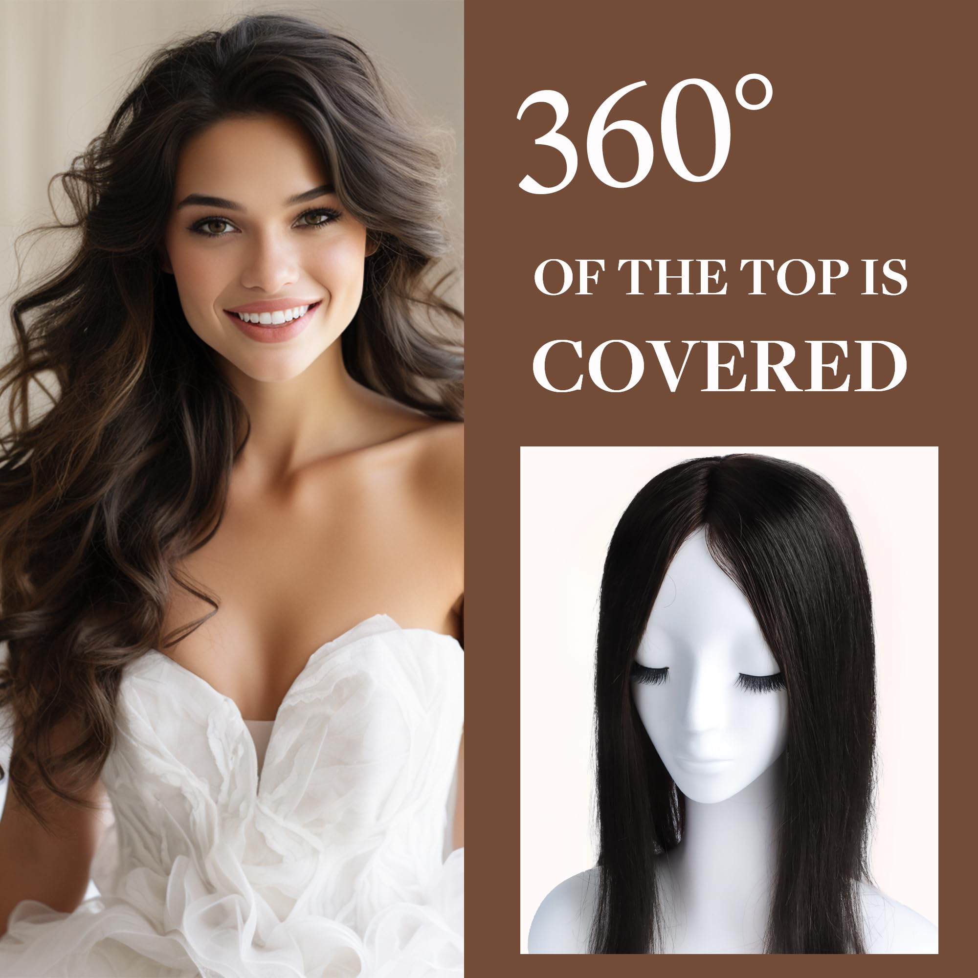 GOO GOO Human Hair Toppers for Women - 16