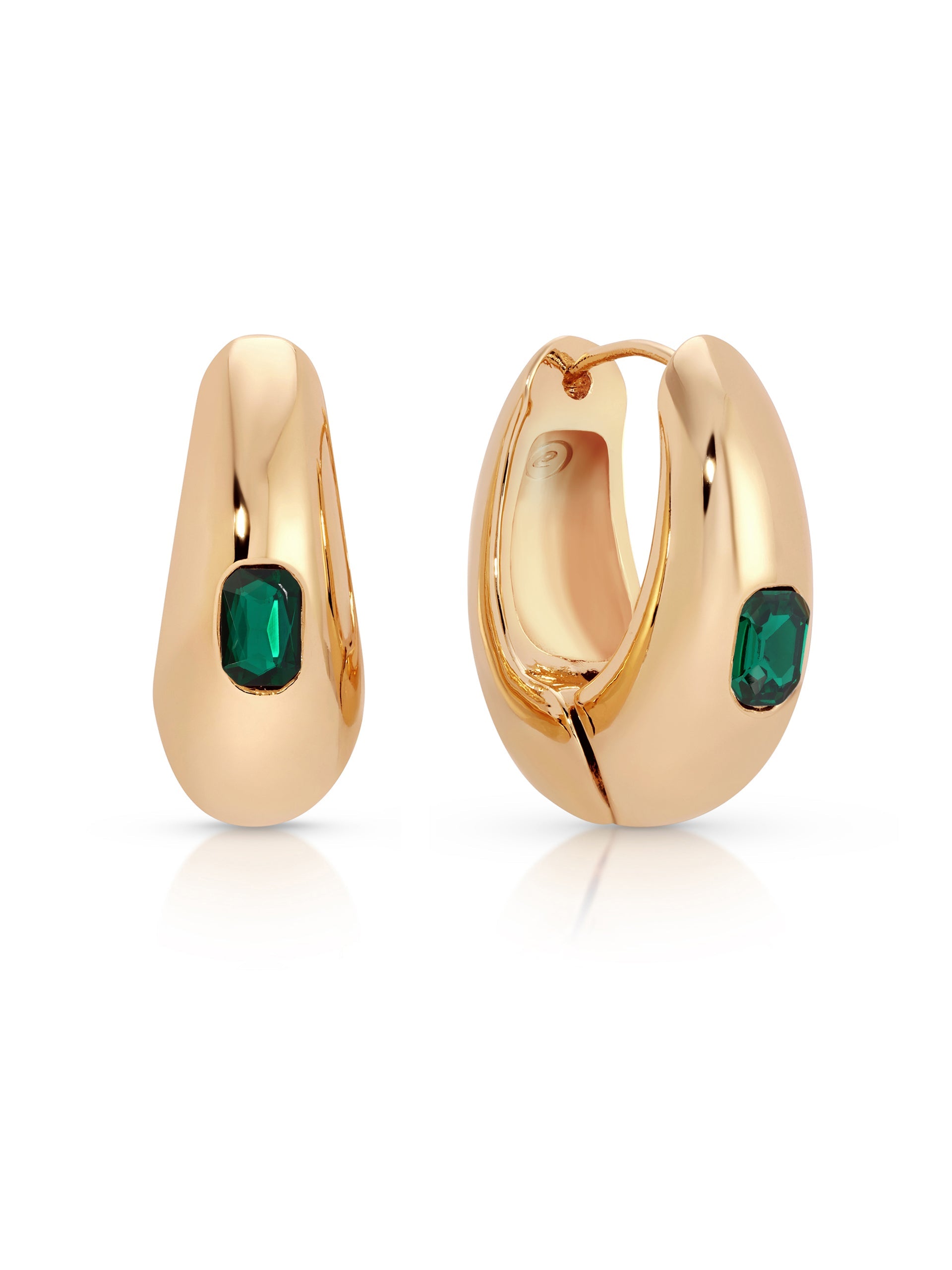 Emerald Green Deco Hoop Earrings for Women - Vintage Style Dangle Earrings for Party, Wedding & Everyday Wear