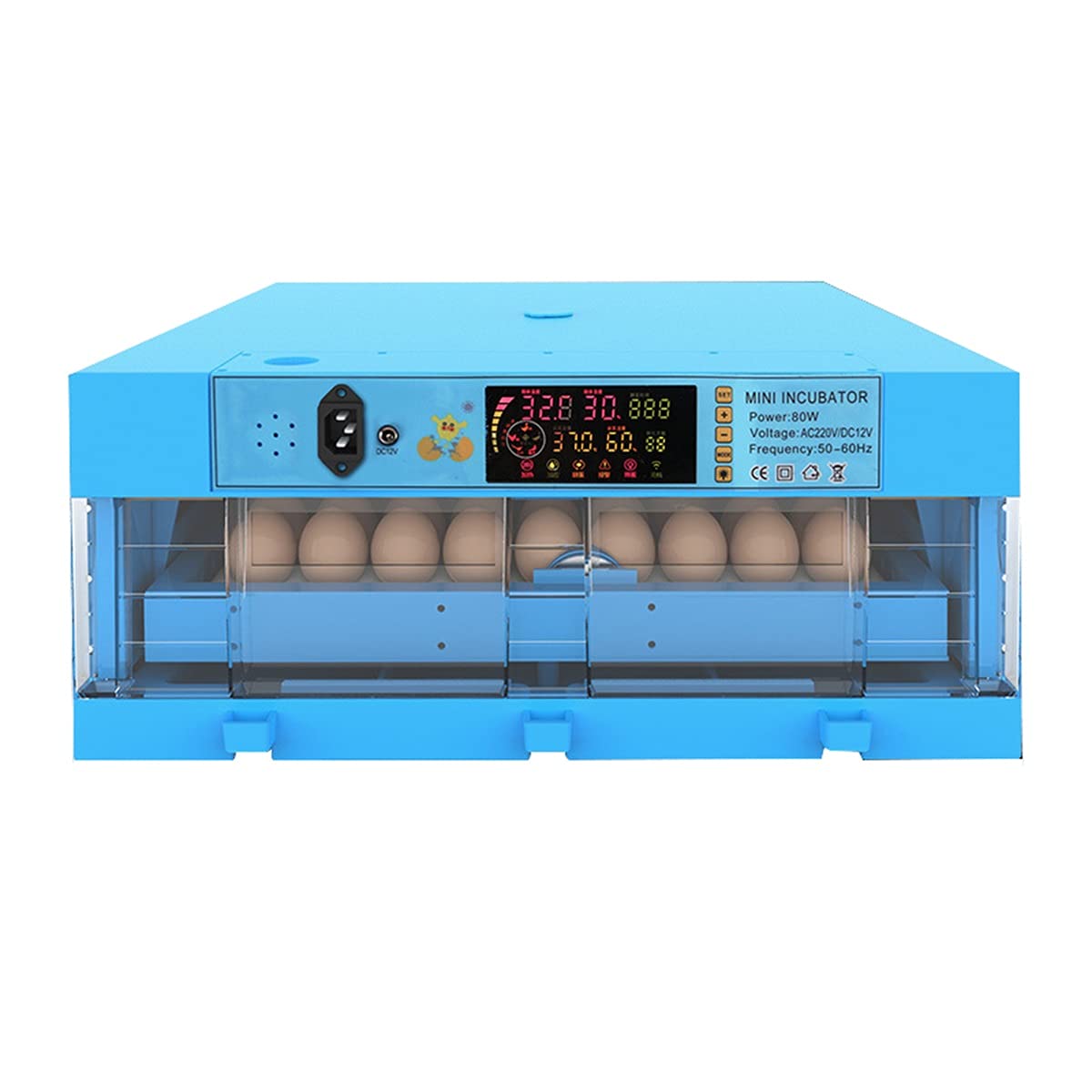 Automatic Egg Incubator with Egg Turner - 64 Egg Capacity Poultry Hatcher Machine with LED Candler & Temperature Control for Chicken, Quail, Goose (Dual Power Supply) - Perfect for Home Farming, Hatching Projects & Backyard Poultry Raising