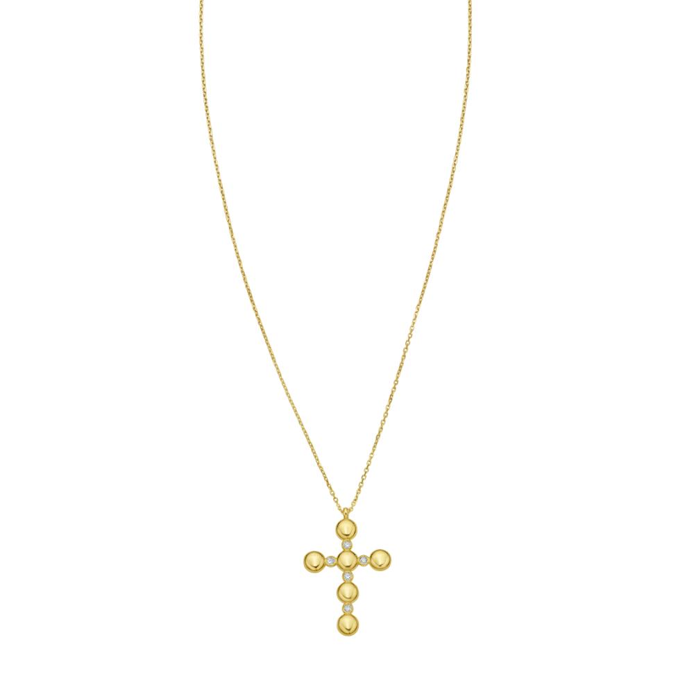 14K Gold Diamond Cross Pendant Necklace for Women - Elegant Religious Jewelry Gift for Christmas, Baptism & Special Occasions