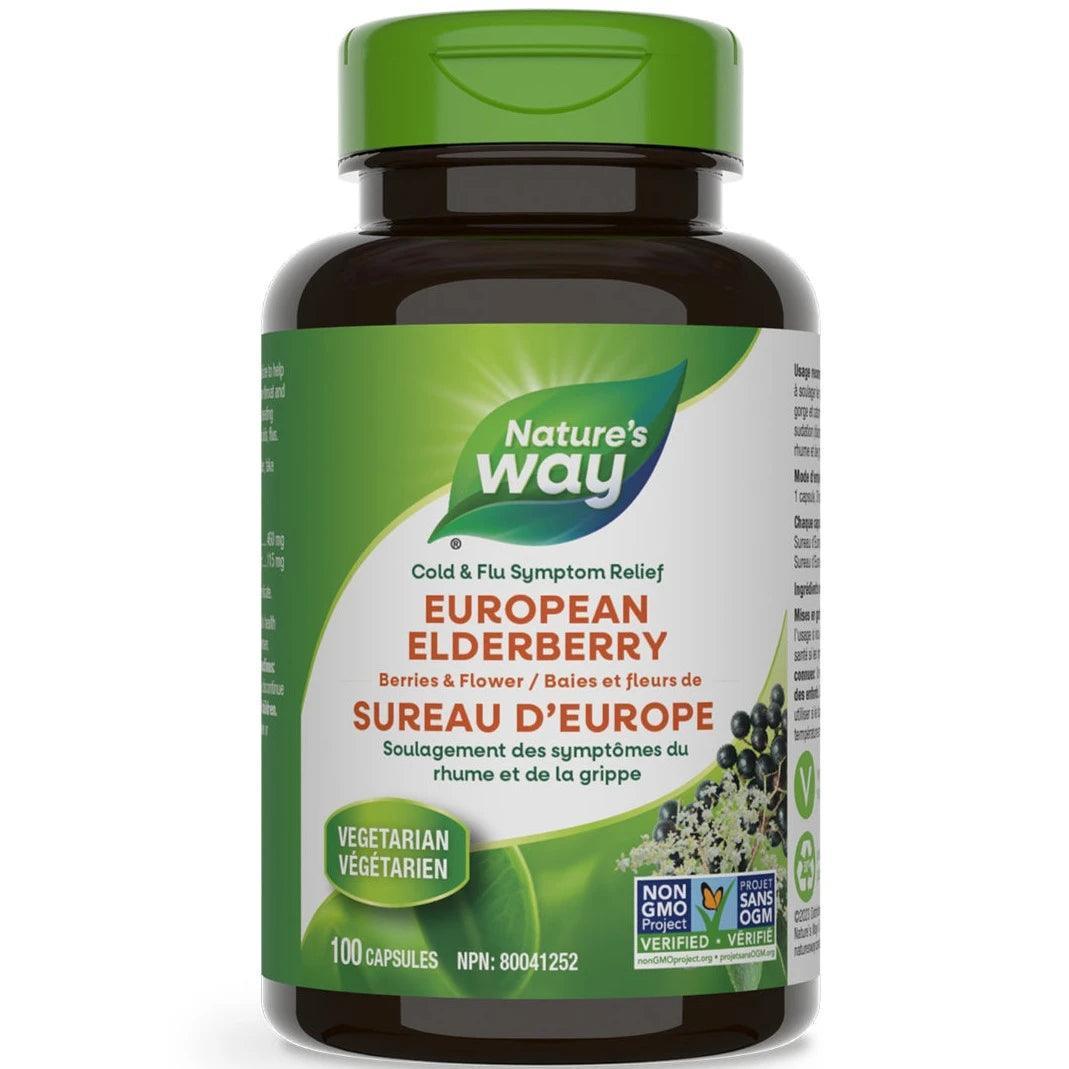 Nature's Way European Elderberry Berries & Flowers Supplement - 100 Capsules for Immune Support & Antioxidant Benefits - Perfect for Cold & Flu Season Wellness