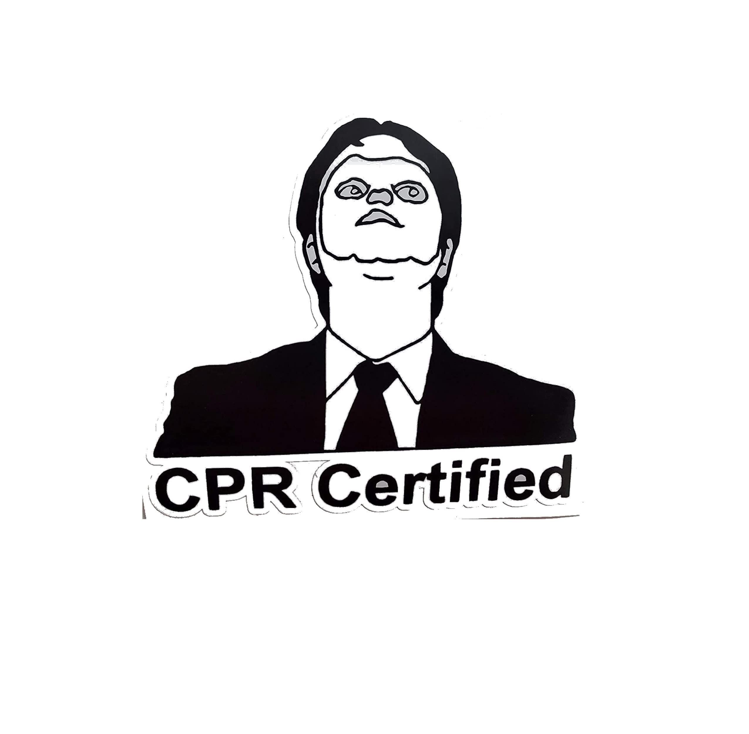 Dwight Schrute CPR Certified Vinyl Decal Sticker - 4 Inch Waterproof Car, Truck, Van, Wall & Laptop Decal - Perfect for The Office Fans, Workstations & Vehicle Customization