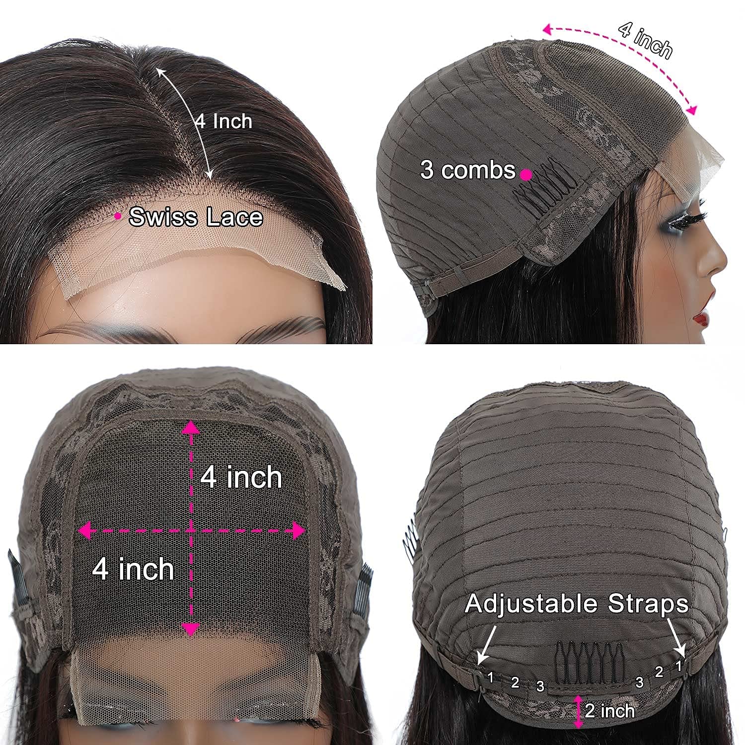 Premium HD 4x4 Lace Front Wigs Human Hair for Black Women - 20 Inch Brazilian Virgin Body Wave Lace Closure Wig with Pre-Plucked Baby Hair, Bleached Knots & 180 Density | Glueless & Comfortable for Daily Wear, Parties & Special Occasions