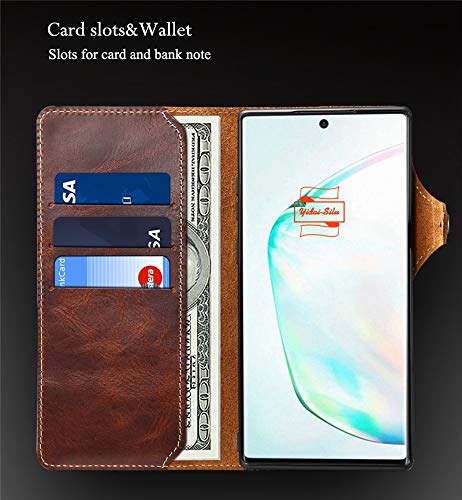 Genuine Cowhide Leather Flip Case for iPhone 13 Pro Max with Magnetic Button, Wristband & Card Holder | Shockproof TPU Bumper Wallet Phone Cover (6.7