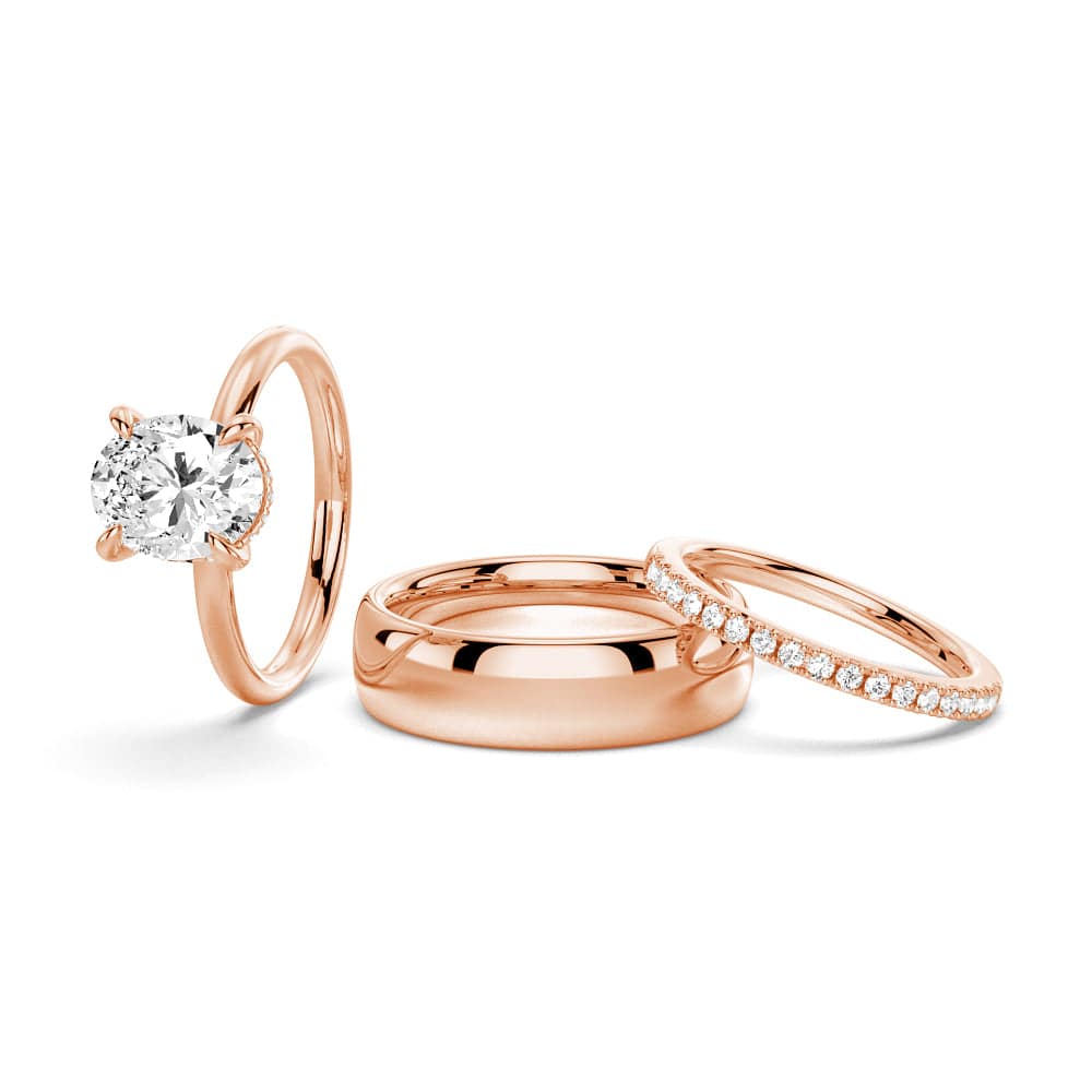 Oval Solitaire Moissanite Engagement & Wedding Ring Set for Couples - Matching His & Hers Bands - Perfect for Proposals, Anniversaries & Romantic Occasions