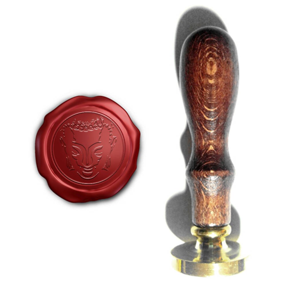 Buddha Wax Seal Stamp with Wooden Handle - Round Removable Design for Cards, Envelopes, Invitations - Perfect for Wedding Invitations, DIY Crafts & Vintage Letter Sealing (C268)