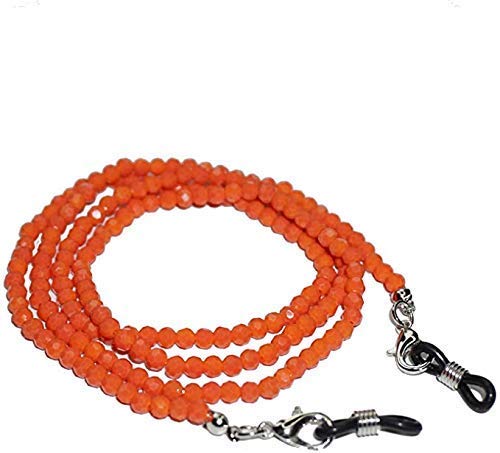 Manbhar Gems - Anti-Lost Beaded Mask Lanyard for Women & Men | Unisex Eyeglasses & Reading Glasses Holder | 74CM Crystal Glass Beads Face Mask Chain (Orange) | Perfect for Work, Travel & Daily Use