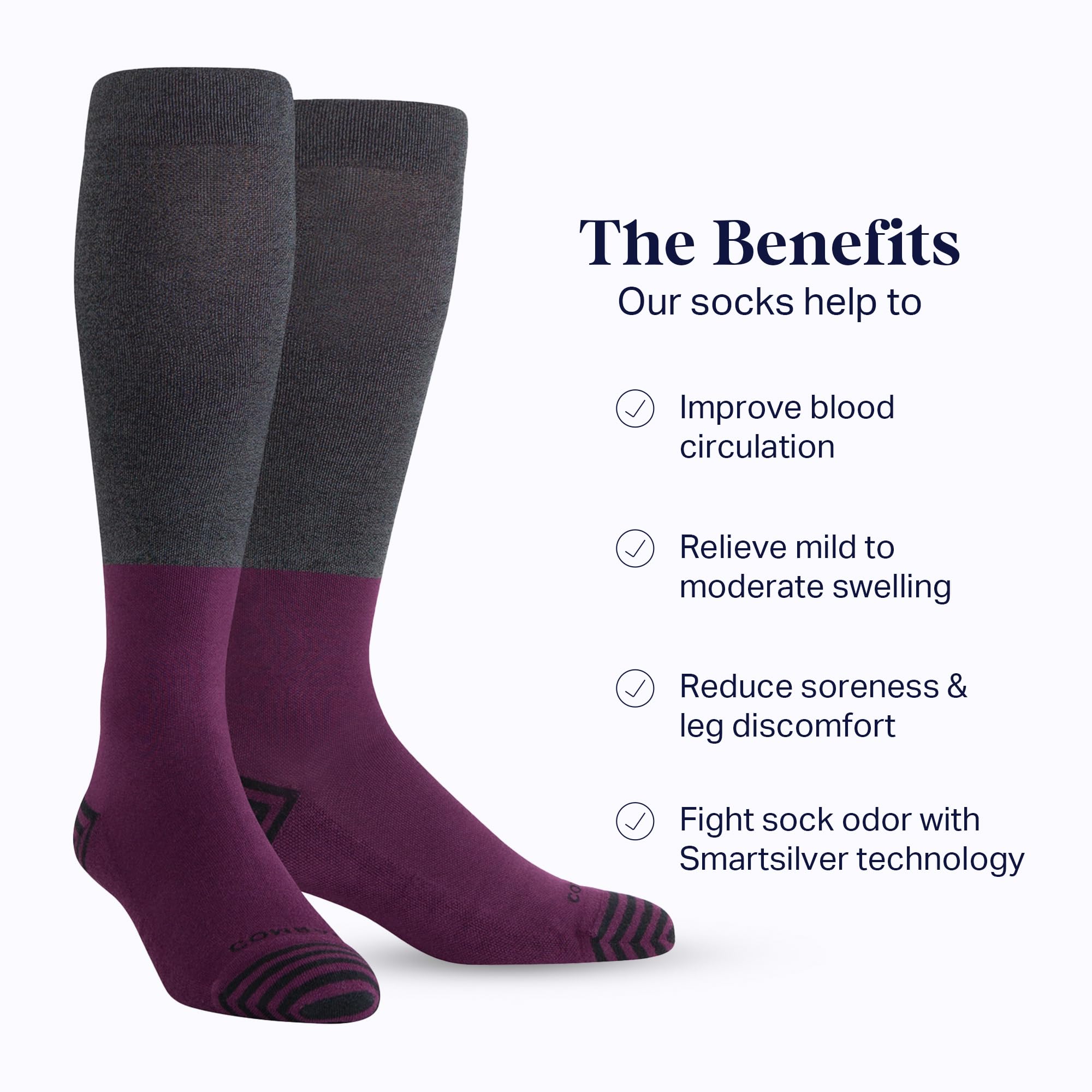 Comrad CloudCotton Knee High Compression Socks 15-20mmHg - Soft Combed Cotton Graduated Support Socks for Men & Women - Perfect for Running, Travel & Circulation Support