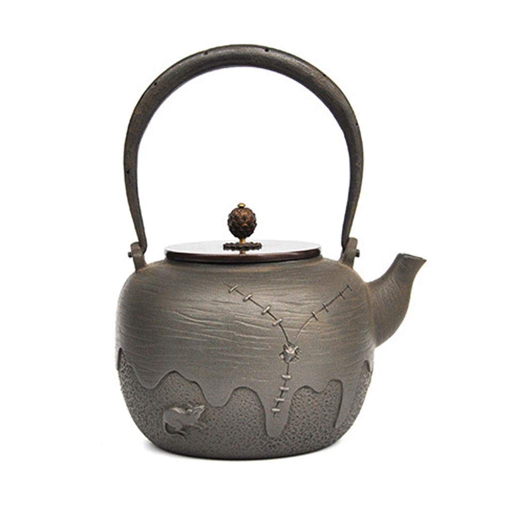 Premium 1.3L Handmade Cast Iron Teapot - Uncoated Oxidized Inner Wall for Loose Leaf Tea & Teabags - Ceramic Kettle for Tea Brewing at Home, Office or Tea Ceremonies