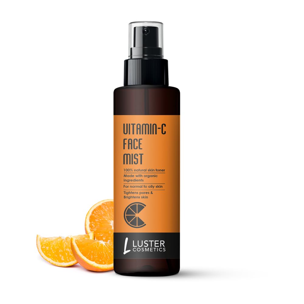 Luster Cosmetics Vitamin C Face Mist Toner for Oily & Dry Skin | Hydrating & Refreshing Facial Spray | Paraben & Sulfate Free Skincare for Women & Men (115ml) | Perfect for Daily Hydration, Post-Workout Refresh & Travel Skincare