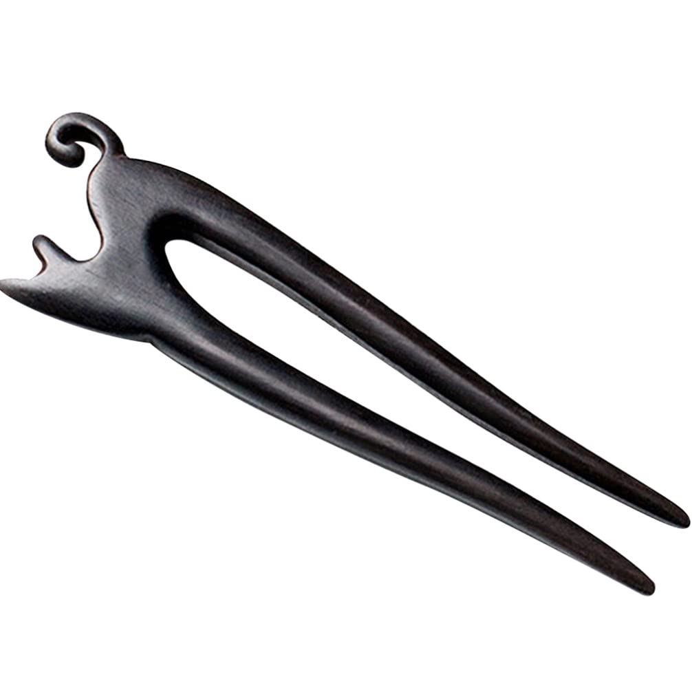 Vintage Wooden Hair Stick - Hand Carved Cat Hair Fork & Styling Pins for Women | Chinese Inspired Hair Chopsticks | Perfect for Updos, Buns & Traditional Hairstyles (Black)