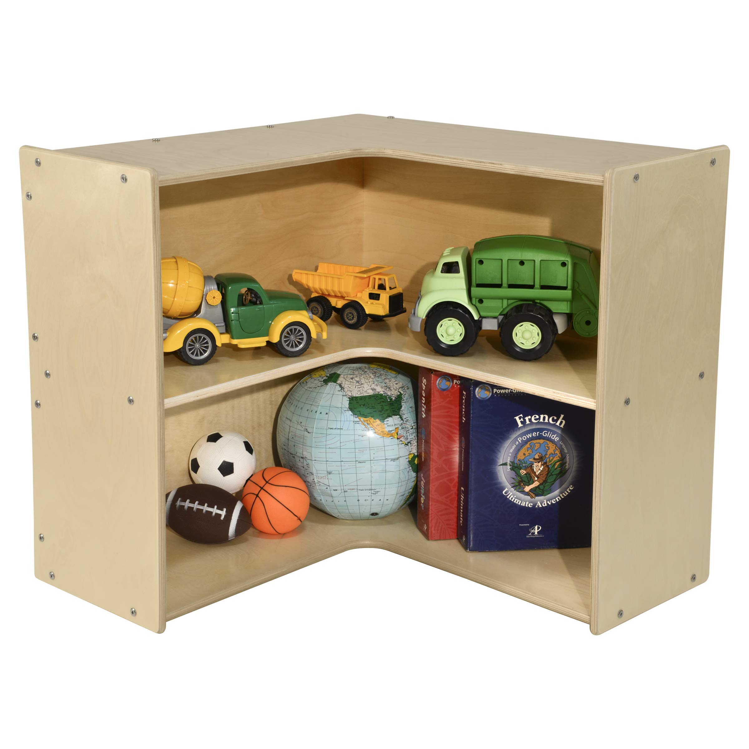 Premium Birch Wood Storage Bookcase with 2 Display Shelves - Sturdy Hardwood Organizer for Toys, Books & Home Decor - Made in USA - Perfect for Kids' Rooms, Classrooms & Playroom Organization