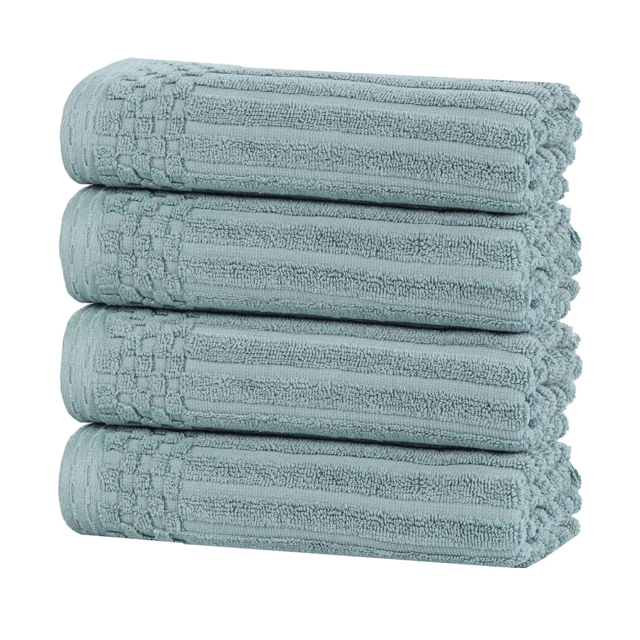 Premium Soho Ribbed Cotton Hand Towel Set - 4-Piece Ultra Absorbent Bath Towels for Kitchen, Bathroom & Gym - Soft & Quick-Drying