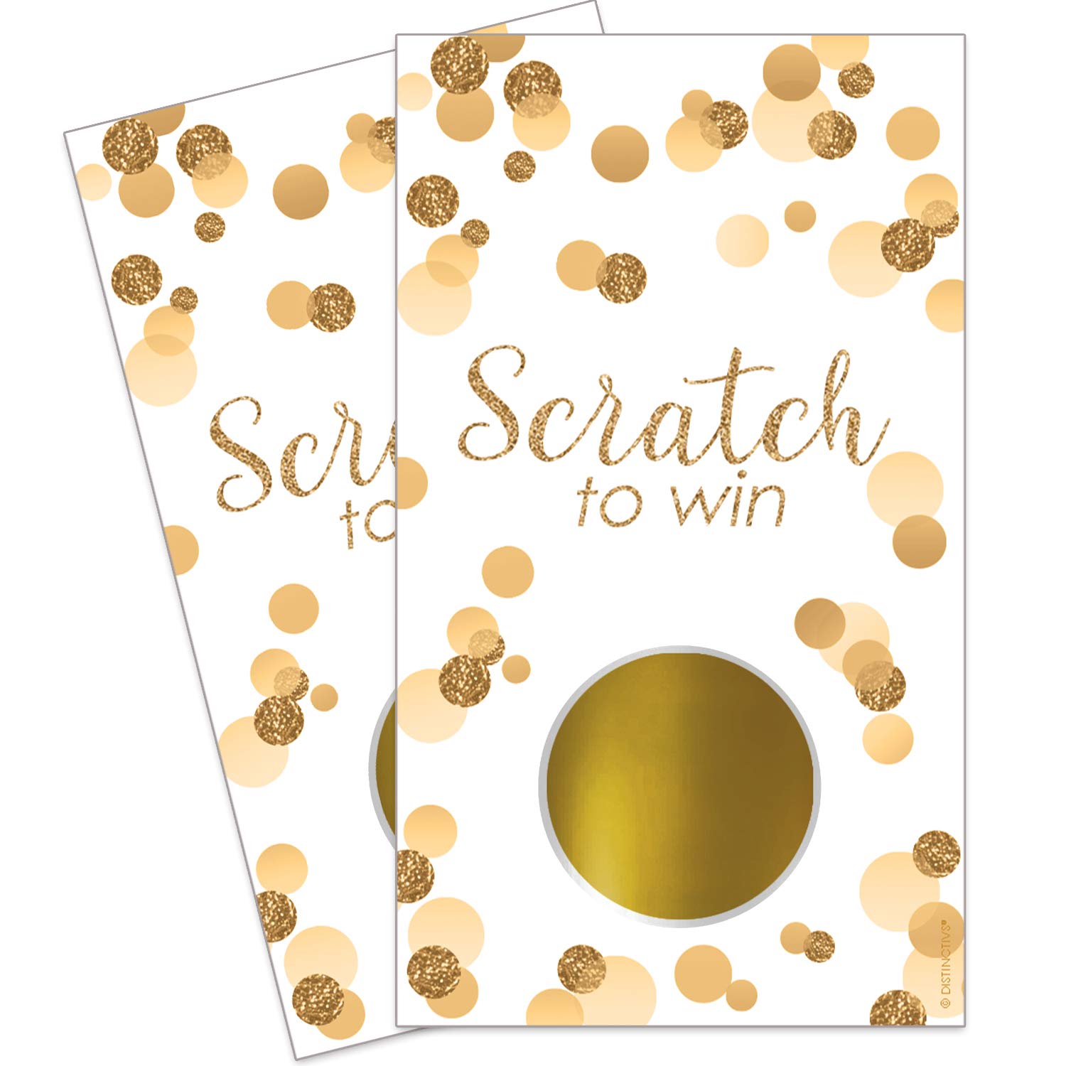 Distinctivs White & Gold Scratch Off Party Game Cards - Fun for Anniversaries, Bridal Showers & Birthdays (28 Cards) - Perfect for Wedding Favors, Bachelorette Parties & Special Celebrations
