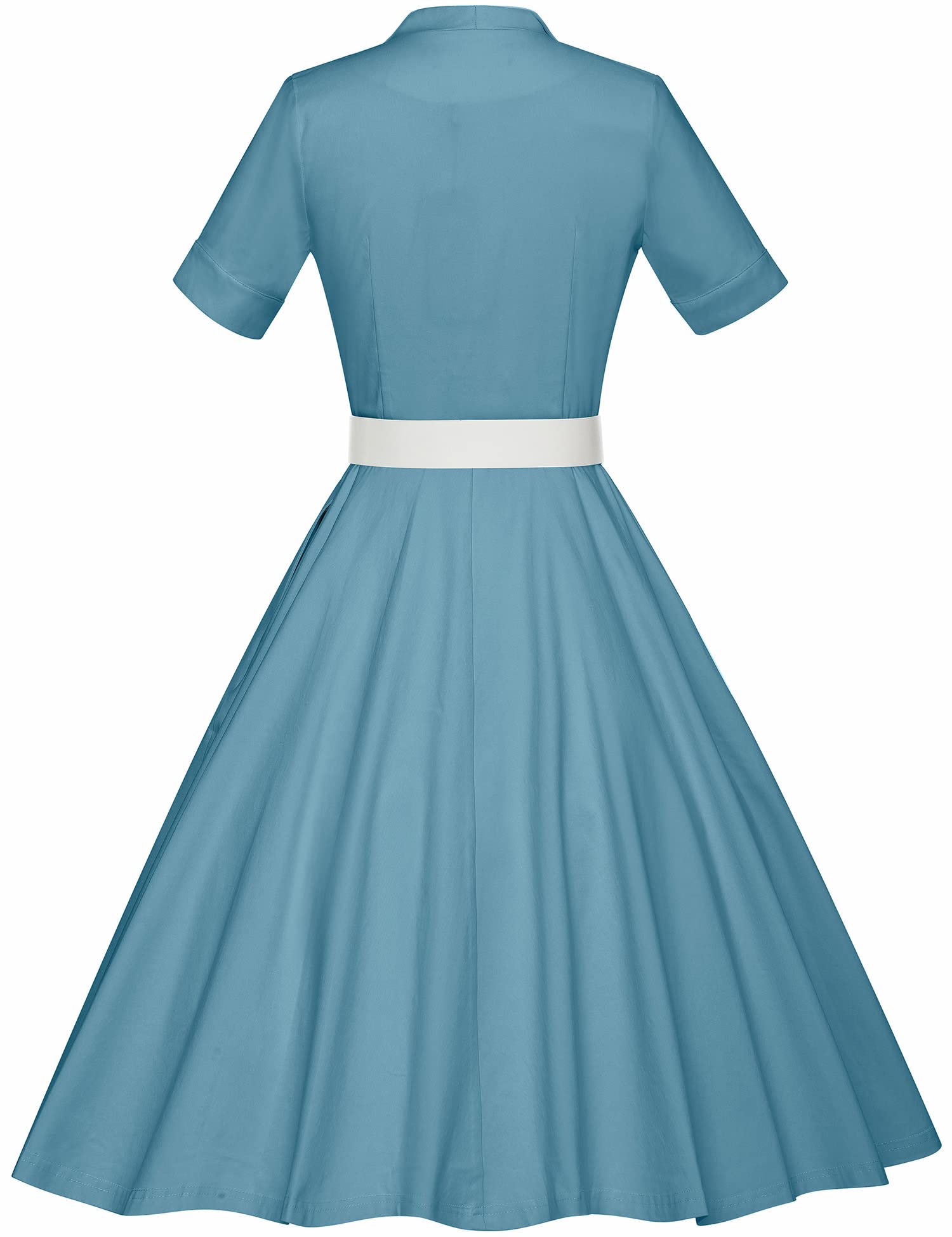 GownTown 1950s Vintage Women's Midi Shirt Dress with Belt - Elegant Cocktail Party Dress for Women, Perfect for Office, Date Night & Special Occasions