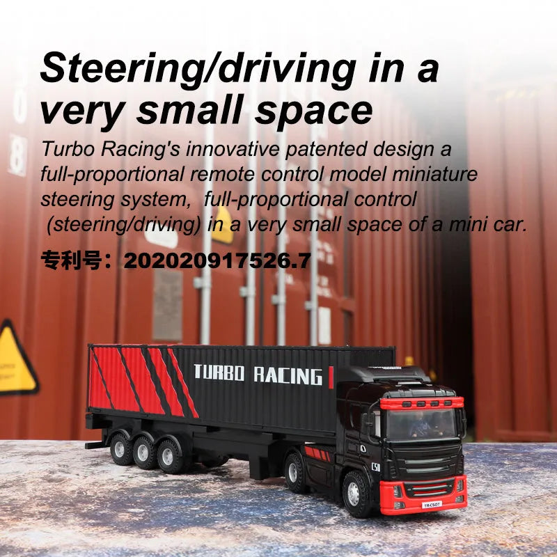 Turbo Racing 1:76 Scale C50 RC Semi Truck Trailer with Remote Control - Perfect for Kids, Collectors & Indoor Racing Fun