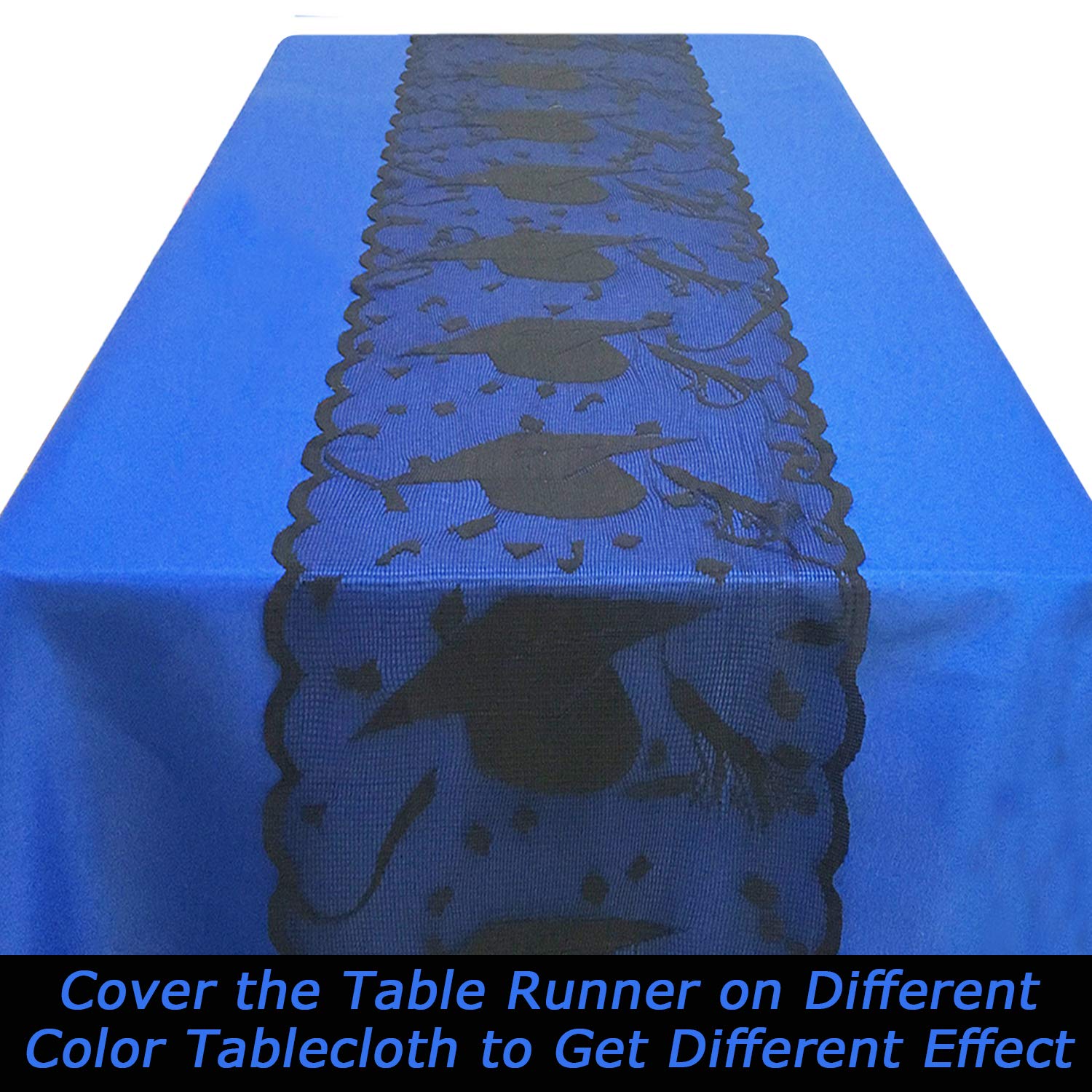72 Inch Graduation Table Runner with Lace Grad Cap Design - Perfect for 2023 Graduation Party Decorations & Commencement Celebrations