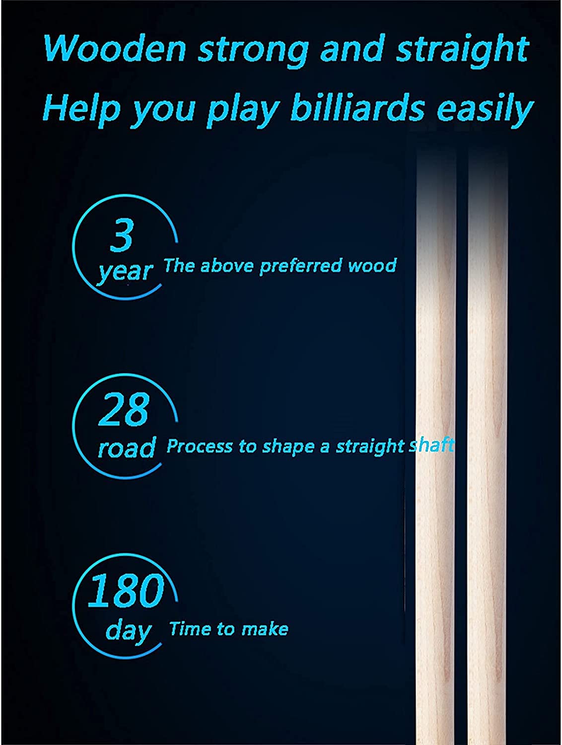 Premium 57-Inch Maple Pool Cue Stick - Handmade 19oz Billiard Cue with 1/2 Split Design (Middle/Big Head) | Professional Snooker & Pool Accessories Set | Perfect for Home Game Rooms, Bars & Competitive Play
