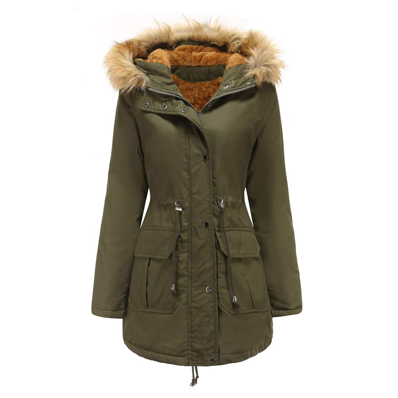 Autumn & Winter Women's Jacket - Long Hooded Loose Plush Coat with Drawstring | Warm Solid Color Outerwear for Fall & Cold Weather | Perfect for Casual Outings, Travel & Outdoor Activities