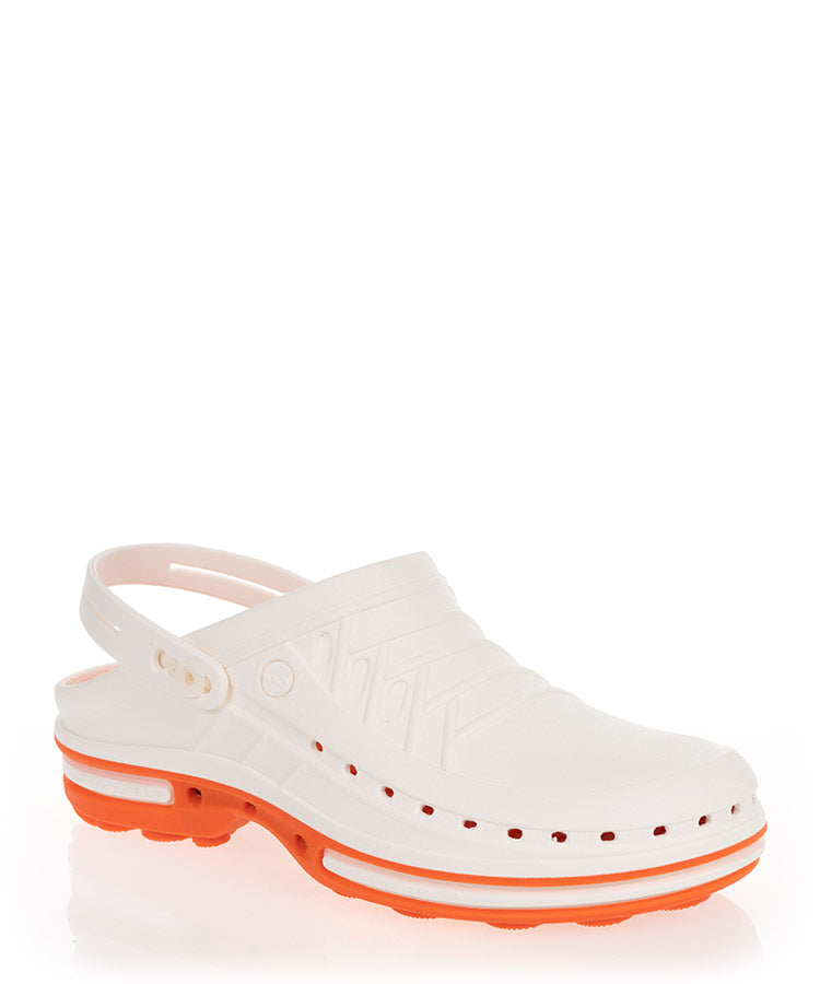 Wock Clog 01 Orange & White Unisex Slip-Resistant Garden Clogs - Perfect for Gardening, Beach, Pool & Outdoor Activities