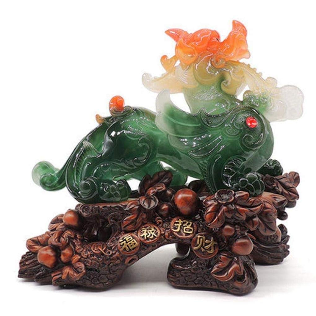 Lucky Pixiu Guardian Statue - Chinese Feng Shui Wealth & Prosperity Decor, Polyresin Home Office Blessing Figurine - Perfect for Housewarming Gifts, Business Success & Home Protection (Green)