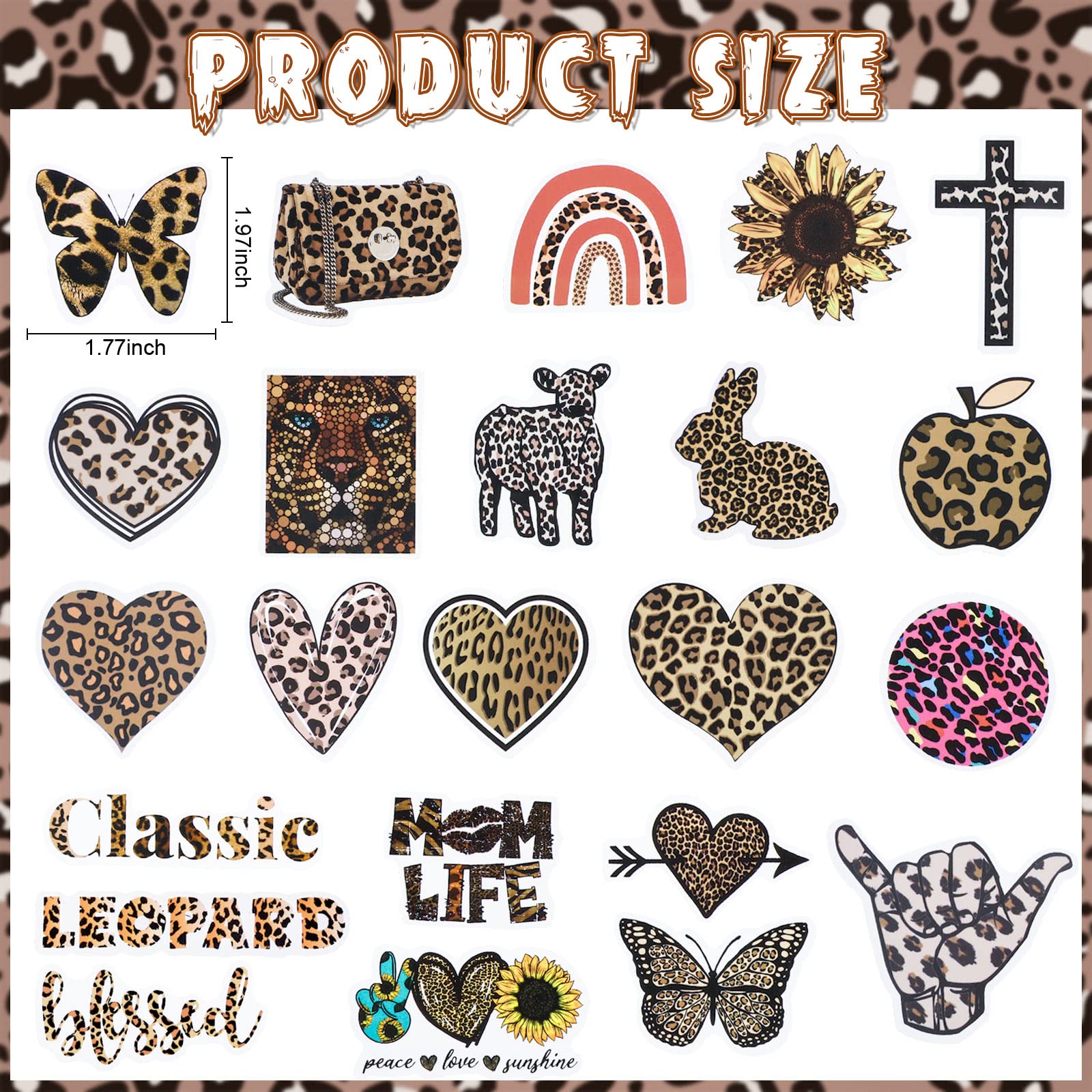 100 Pcs Leopard Print Stickers Pack - Waterproof Vinyl Cheetah Decals for Laptop, Guitar, Water Bottle, Car, Luggage & Phone - Trendy Animal Print Stickers for Women & Girls - Perfect for DIY Crafts, Scrapbooking & Personalizing Accessories