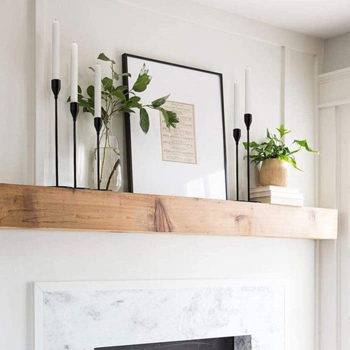 Lobolighting Black Candlestick Holders Set of 6 - Modern Farmhouse Taper Candle Holders for Fireplace, Mantel, Table Centerpiece Decor - Perfect for Weddings, Holidays & Home Decor