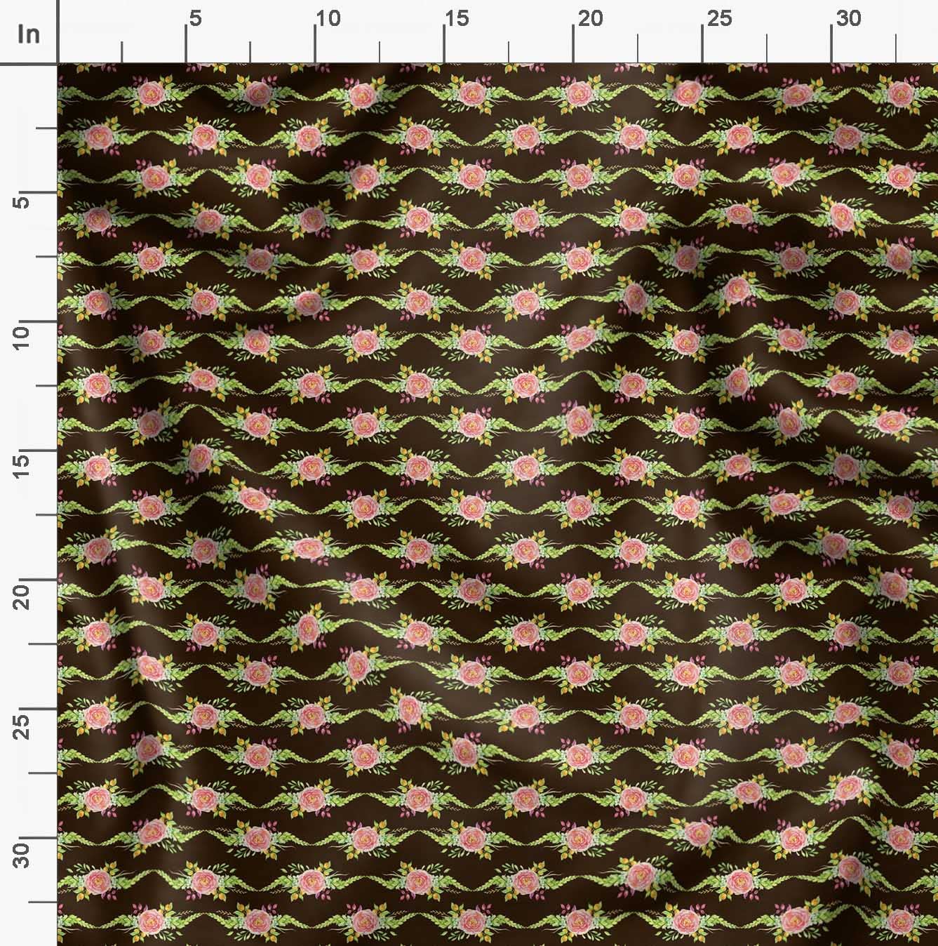 Soimoi Moss Georgette Brown Floral Fabric by The Yard - 42 Inch Wide Printed Fabric with Delicate Flower & Leaf Patterns for Dresses, Curtains, DIY Crafts - Perfect for Romantic Home Decor & Sewing Projects