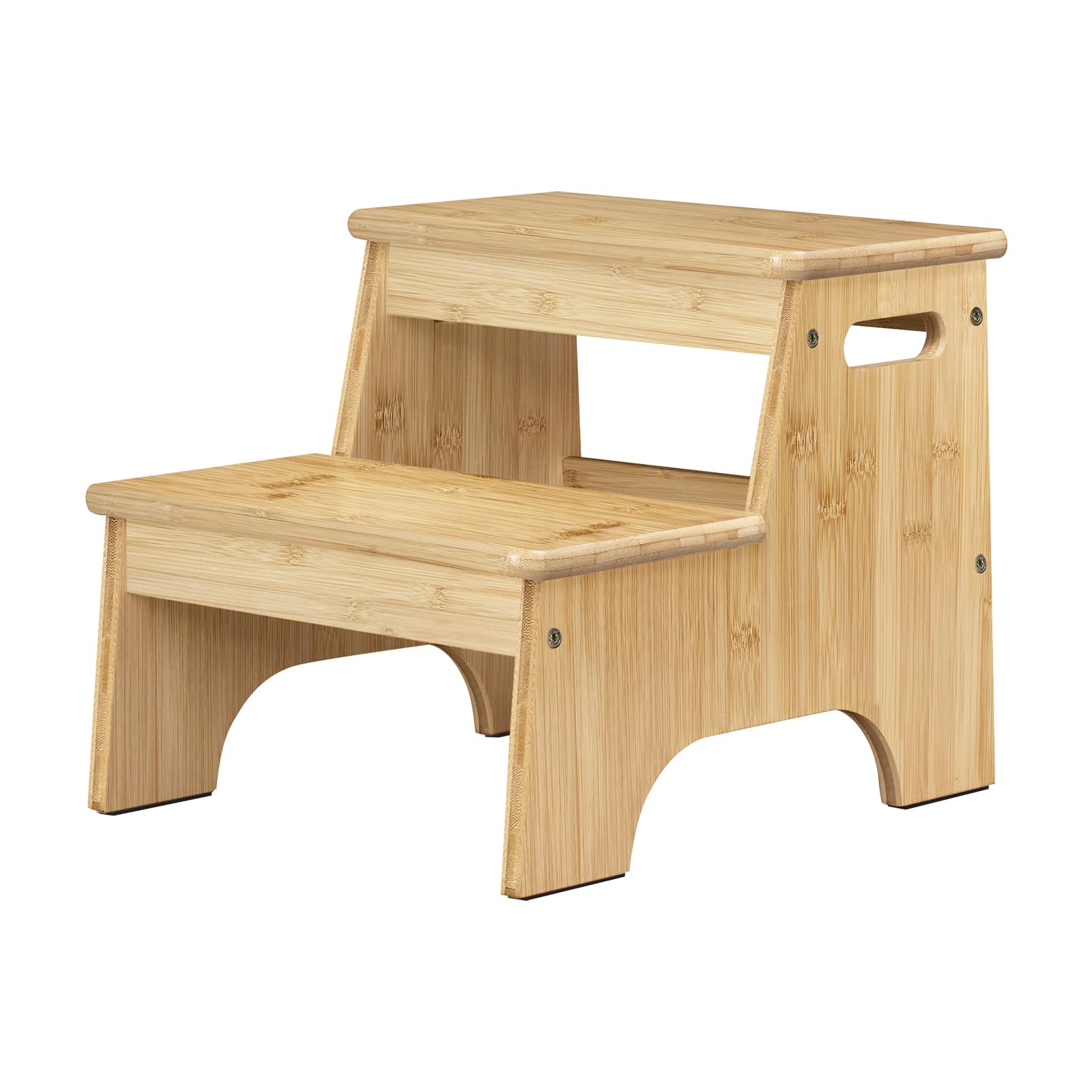 Forbena 2-Step Wooden Bathroom Step Stool for Toddlers & Kids - Non-Slip Bamboo Stool for Sink, Kitchen Counter & Potty Training - Heavy Duty Children's Step Stool with Handles for Safety | Perfect for Bathroom, Kitchen & Toilet Use