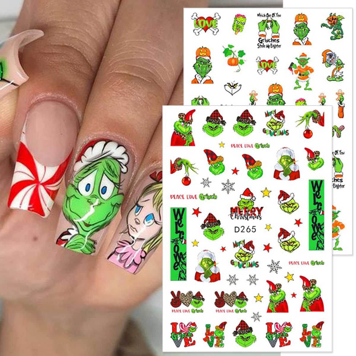 6 Sheets Christmas Nail Art Stickers - 3D Self-Adhesive Snowflake & Cute Cartoon Nail Decals for Women | Winter Holiday Manicure Supplies & Decorations | Perfect for Xmas Parties, Gift Giving & Festive Nail Designs