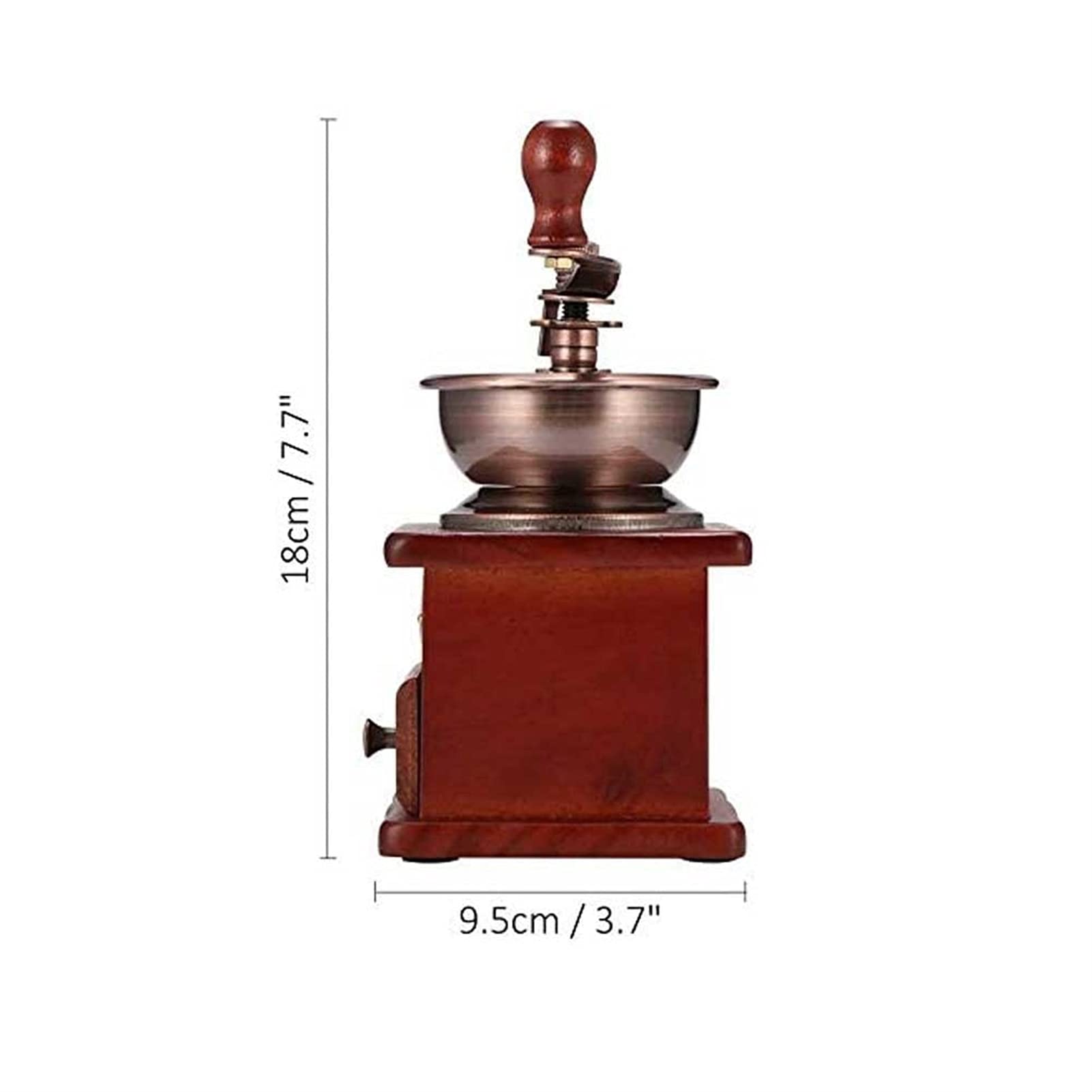 Vintage Manual Coffee Grinder - Hand Crank Wooden Coffee Bean Mill with Adjustable Coarseness, Perfect for Espresso, French Press & Pour Over - Great Gift for Coffee Lovers & Home Baristas