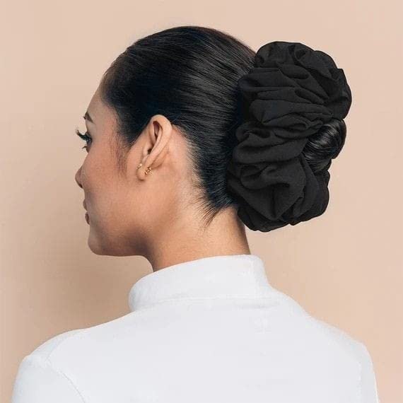 Best Volumizing Hijab Hair Scrunchies for Women - Anti Hair Breakage Hair Ties for Thick & Thin Hair - Black - Perfect for Hijab Styling, Workouts & Everyday Use