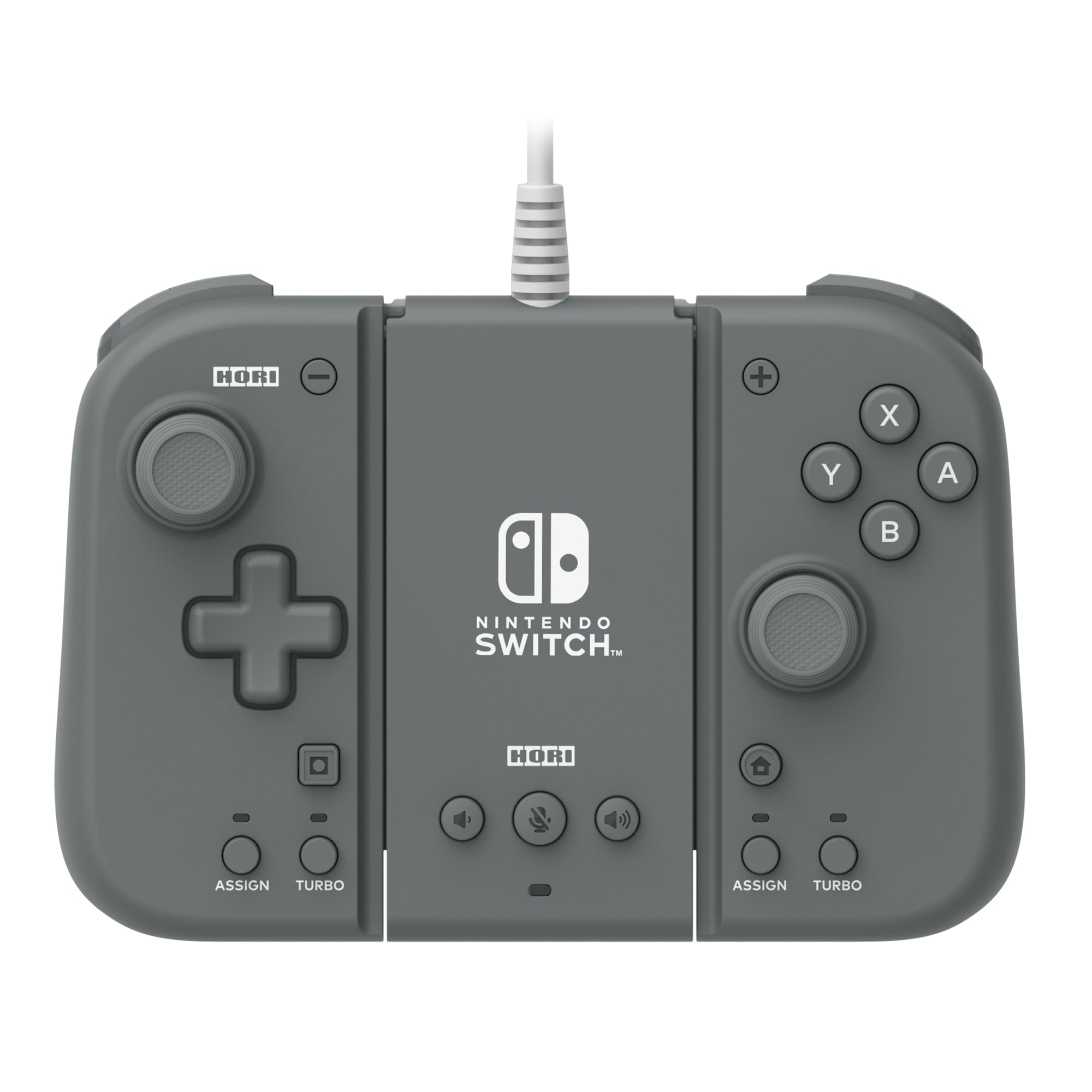 Official Nintendo Licensed HORI Controller Adapter Set with Compact Split Pad (Gray) for Nintendo Switch - Perfect for TV Mode Gaming & On-the-Go Play
